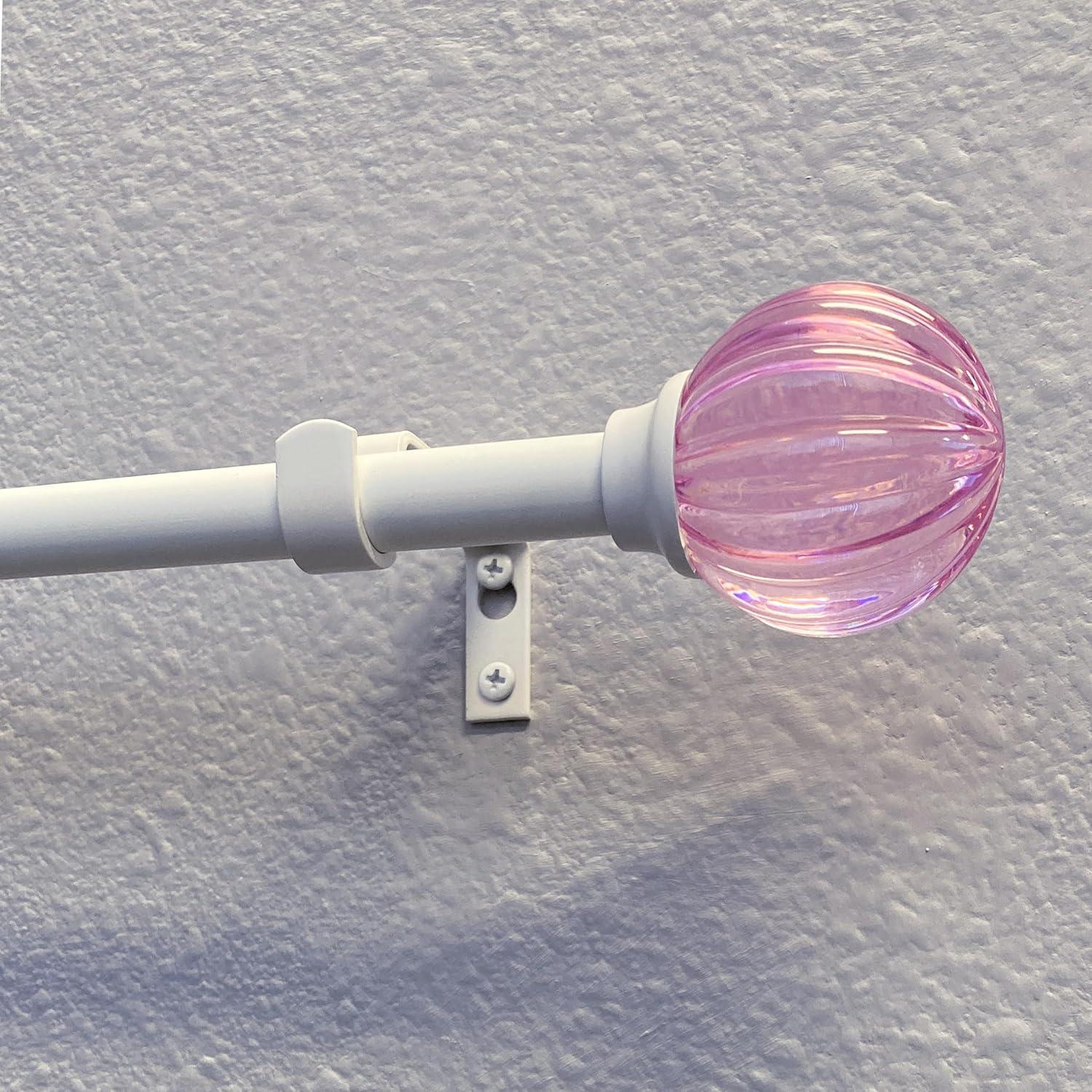 Decopolitan 48-in to 86-in Pink Steel Single curtain rod with Finials