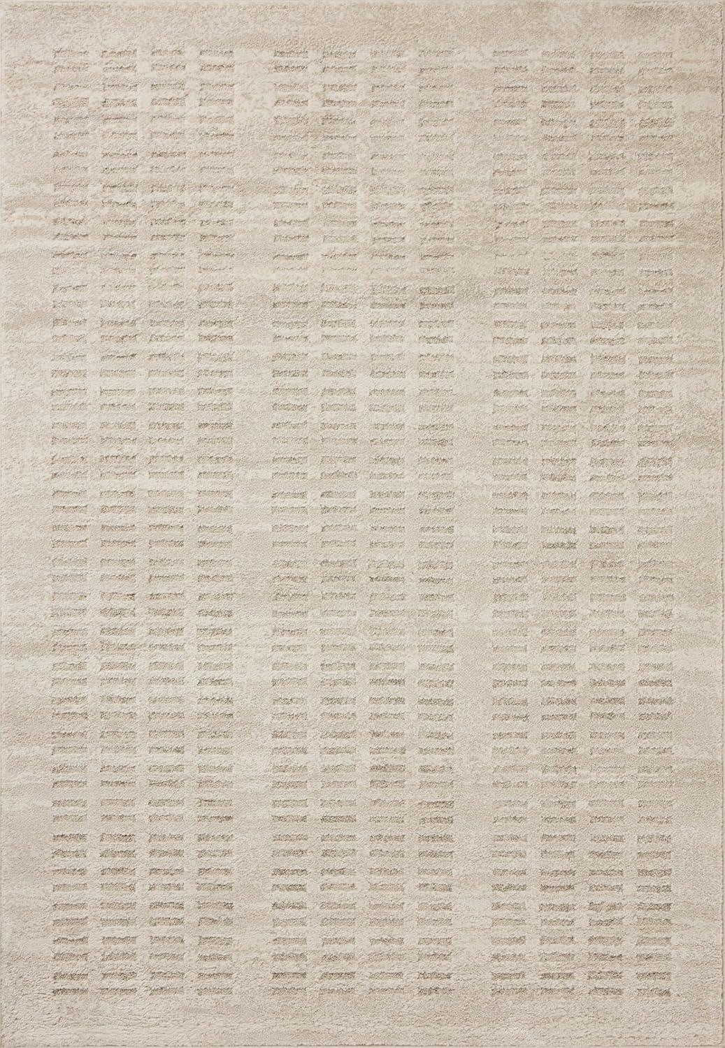 Ivory and Beige Geometric Pattern Rectangular Area Rug