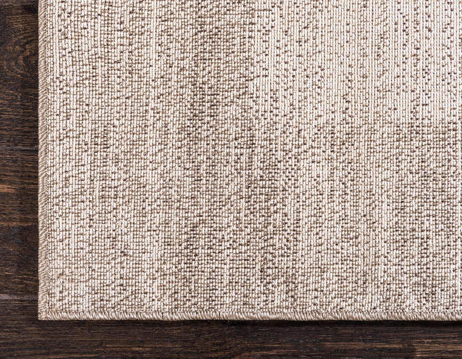 Angelica Beige and Ivory 9' x 12' Easy-Care Synthetic Area Rug