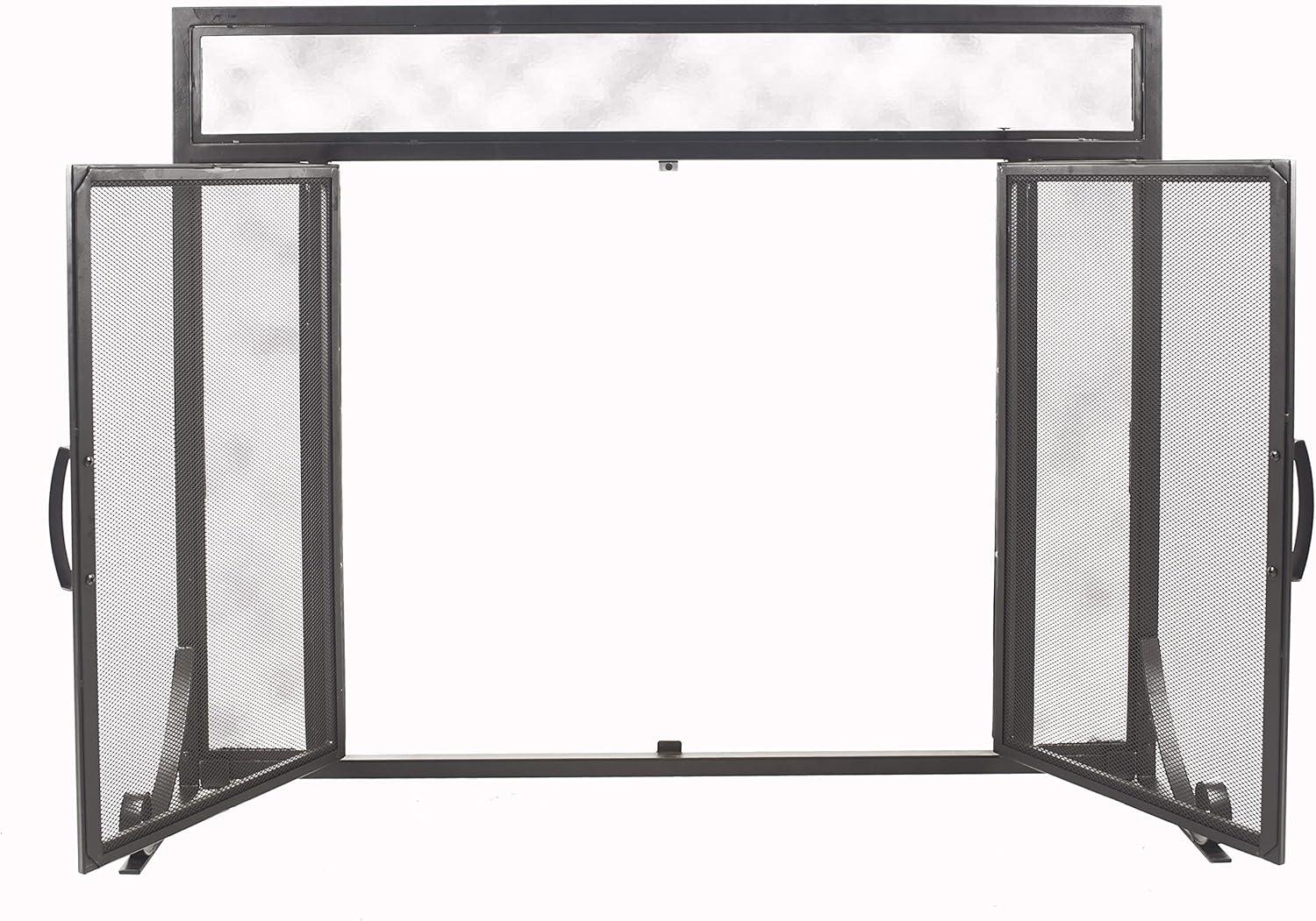 Pleasant Hearth Manchester Steel and Glass Fireplace Screen (Petite Size)