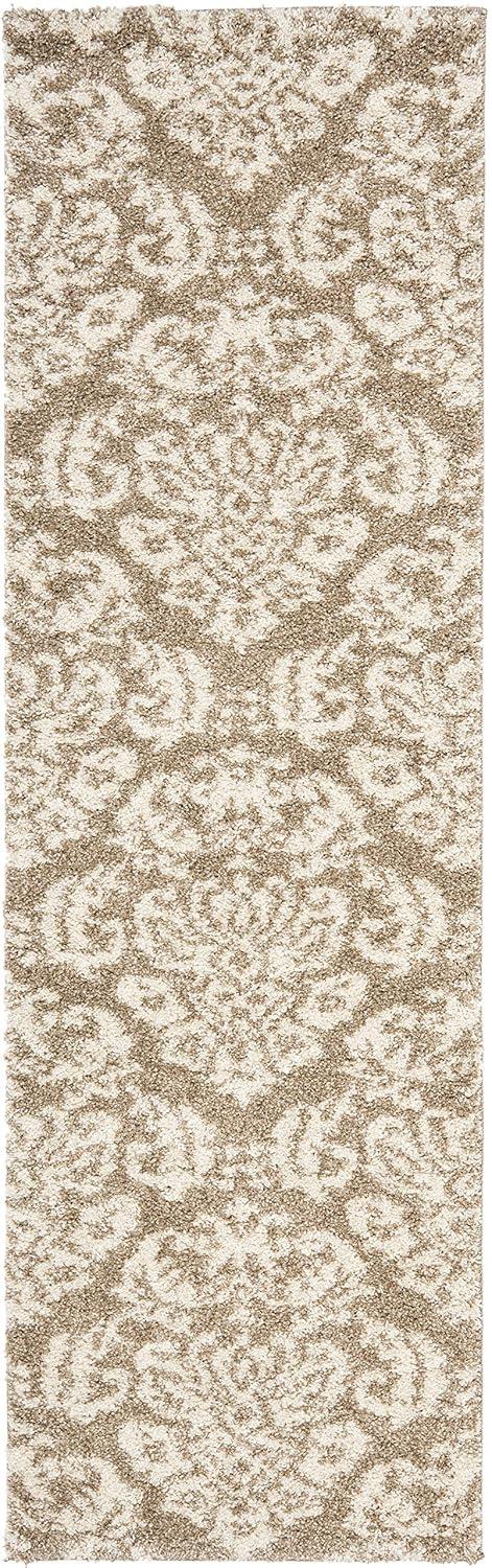 Florida Shag SG460 Power Loomed Indoor Runner Rug - Beige/Cream - 2'3"x11' - Safavieh