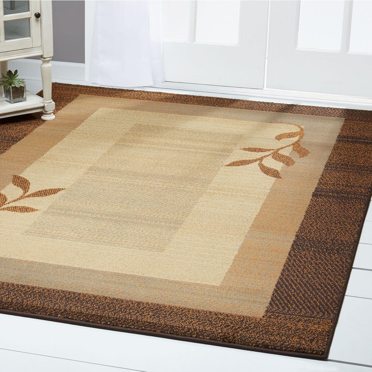 Cloverleaf Elegance Runner Rug in Brown & Blue, 22"x84", Synthetic Weave