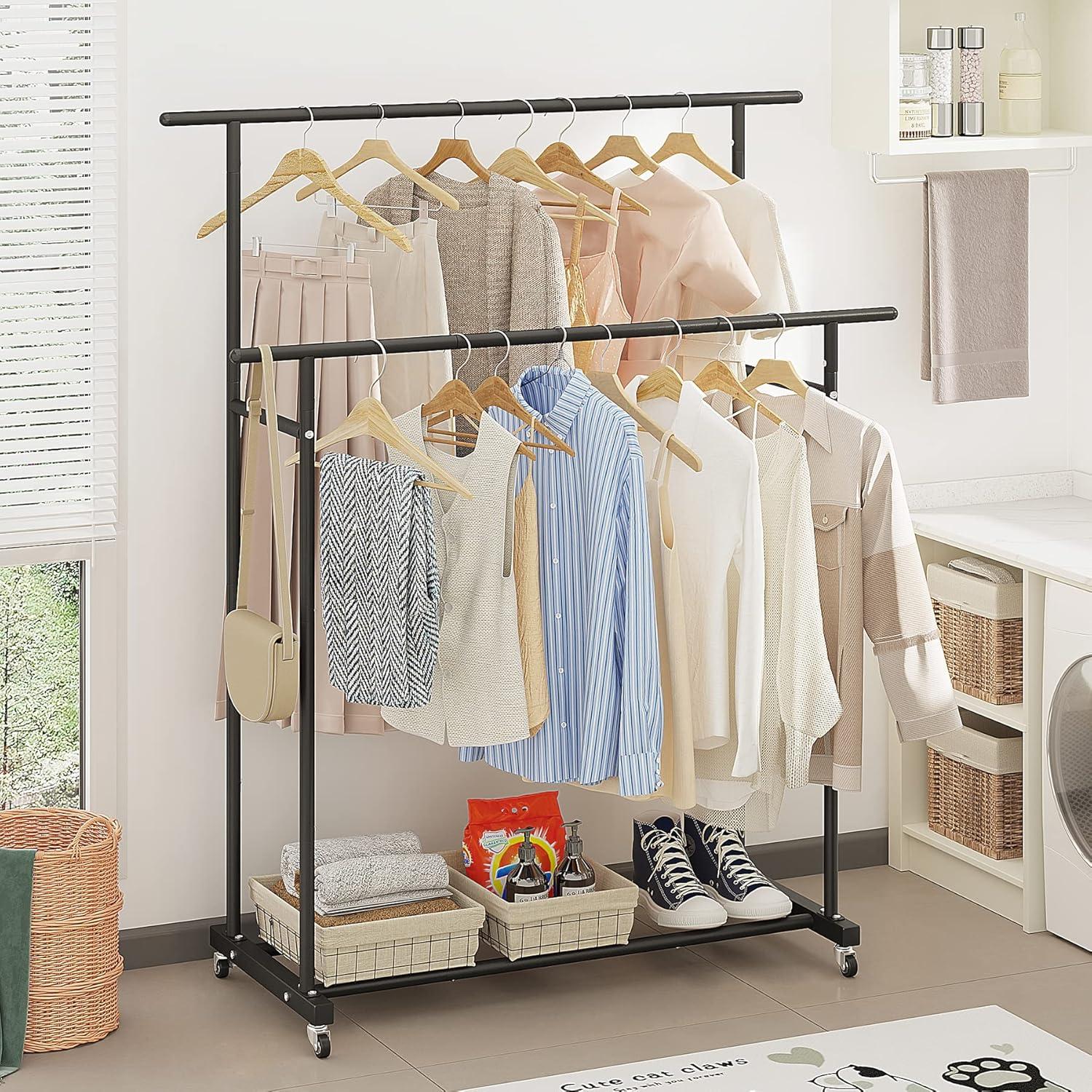 Portable Rolling Clothes Rack - 3 Tier