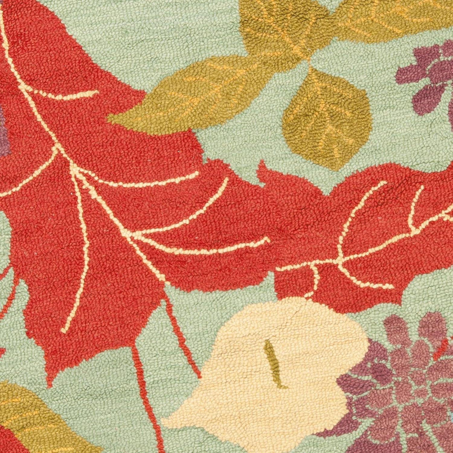 Blossom BLM674 Hand Hooked Area Rug - Blue/Multi - 6' Round - Safavieh.