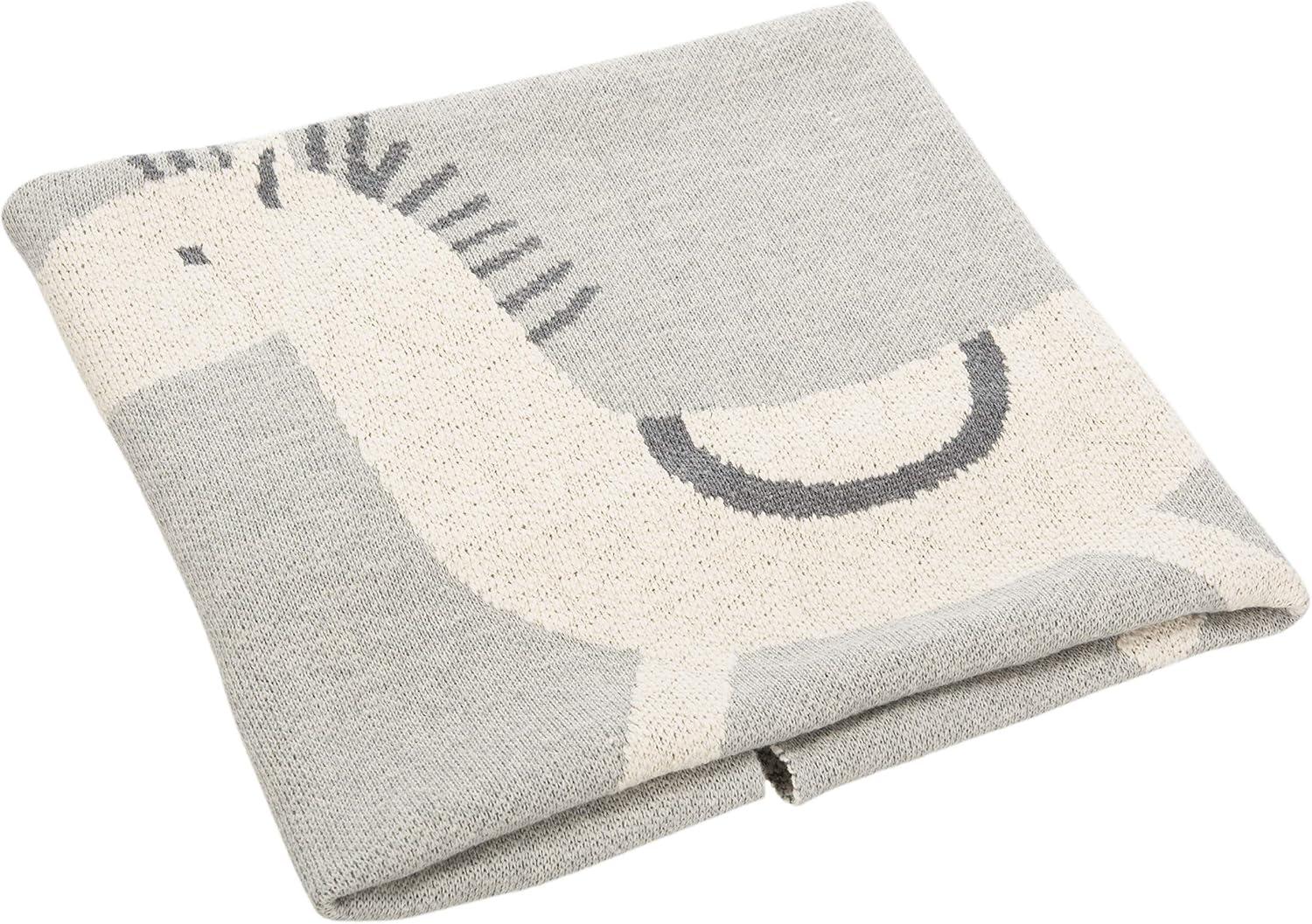 Gray Cotton and Faux Fur Baby Throw Blanket