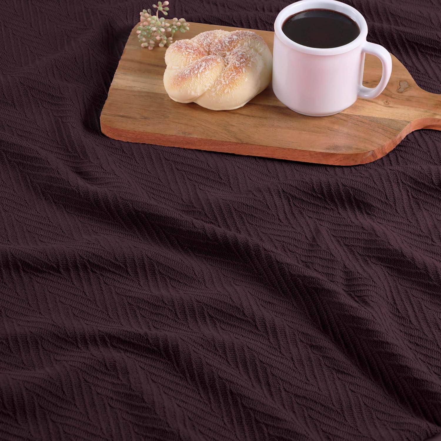 Superior Dobbyweave Knit Cotton Blanket, All Season Breathable Bed Blanket, Twin 66" x 90", Plum
