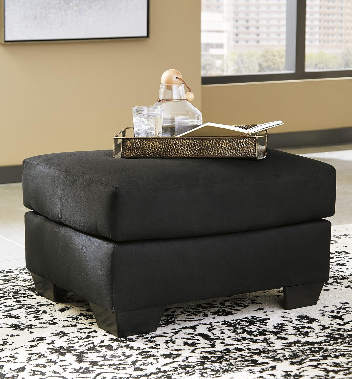 Signature Design by Ashley Contemporary Darcy Ottoman Microfiber Black