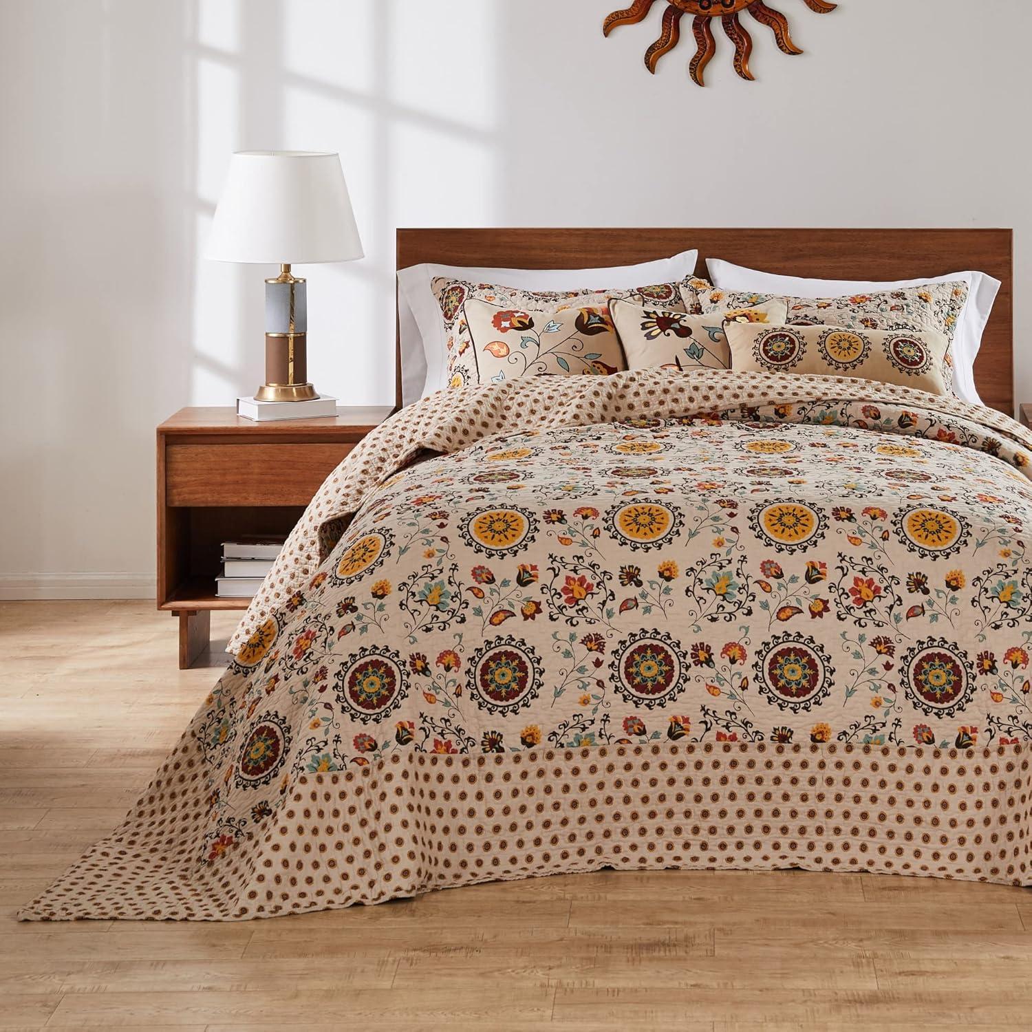 Andorra Bedspread Bedding Set Beige - Greenland Home Fashions