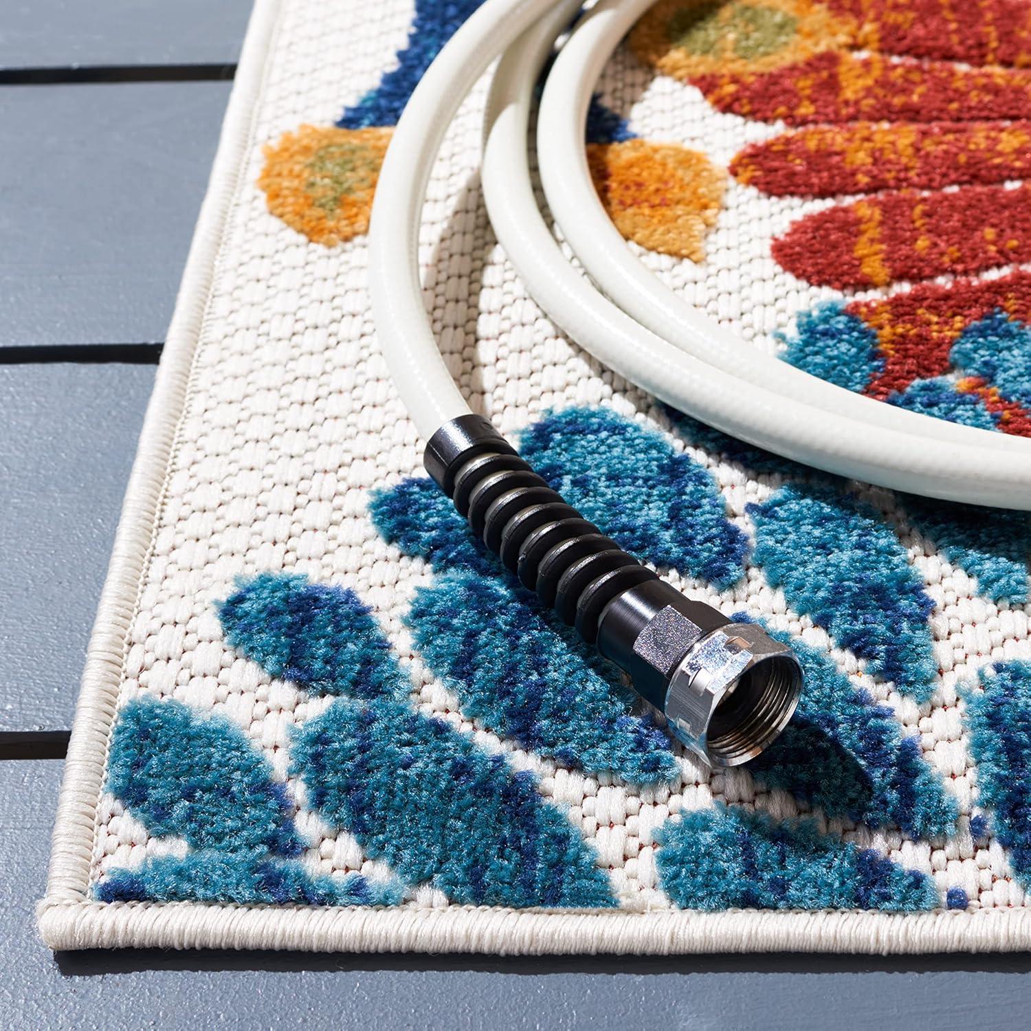 Cabana CBN832 Power Loomed Indoor/Outdoor Area Rug - Creme/Red - 6'x9' - Safavieh