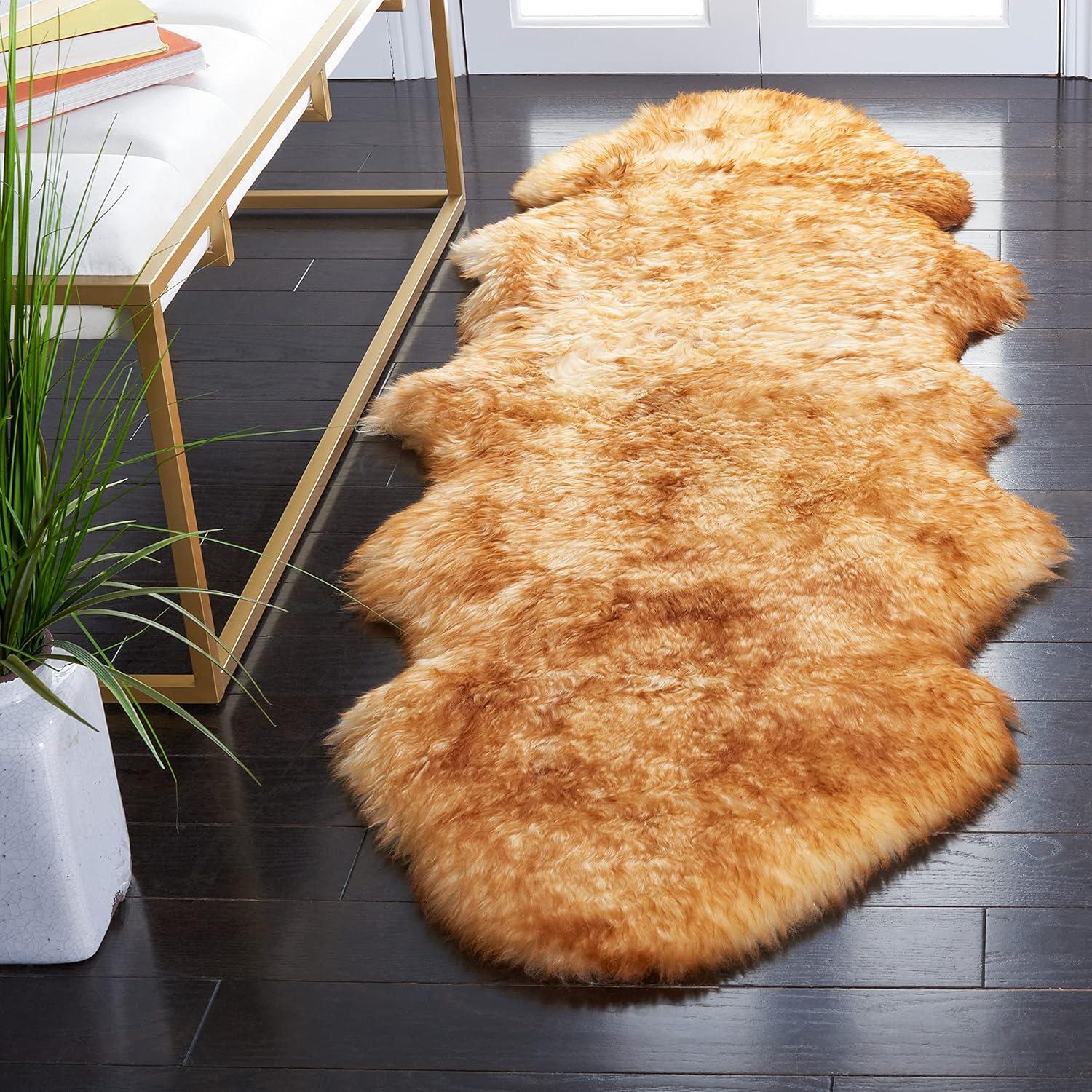 SAFAVIEH Sheep Skin SHS121K Champagne /Copper Brown Rug