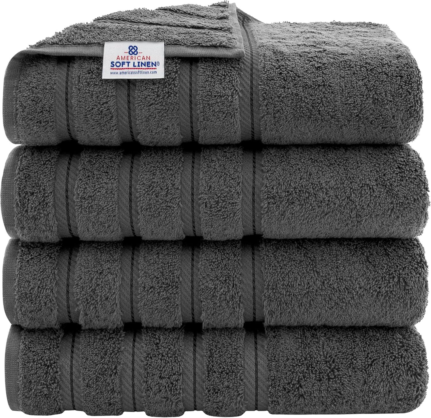 Dark Gray 100% Cotton Turkish 4 Piece Bath Towel Set