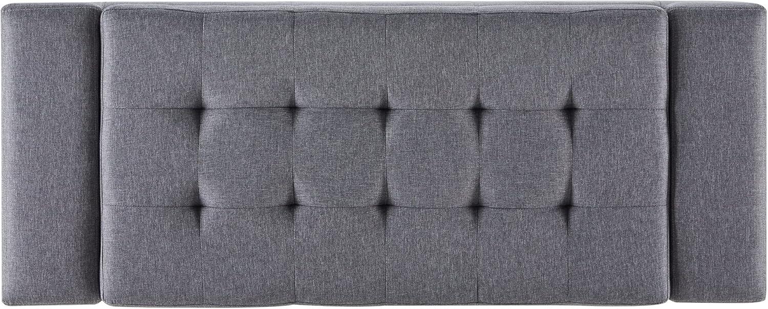 BELLEZE 50" Storage Ottoman Bench Linen Rectangular Tufted Large, Beige