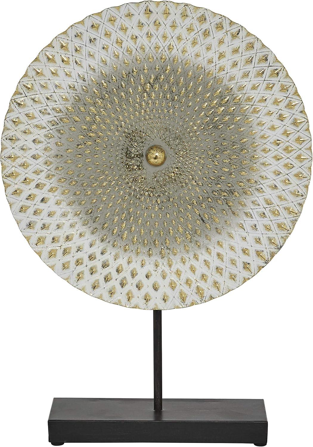 Dakota Fields Diahna Metal Geometric Decorative Gray Sculpture with Black Base