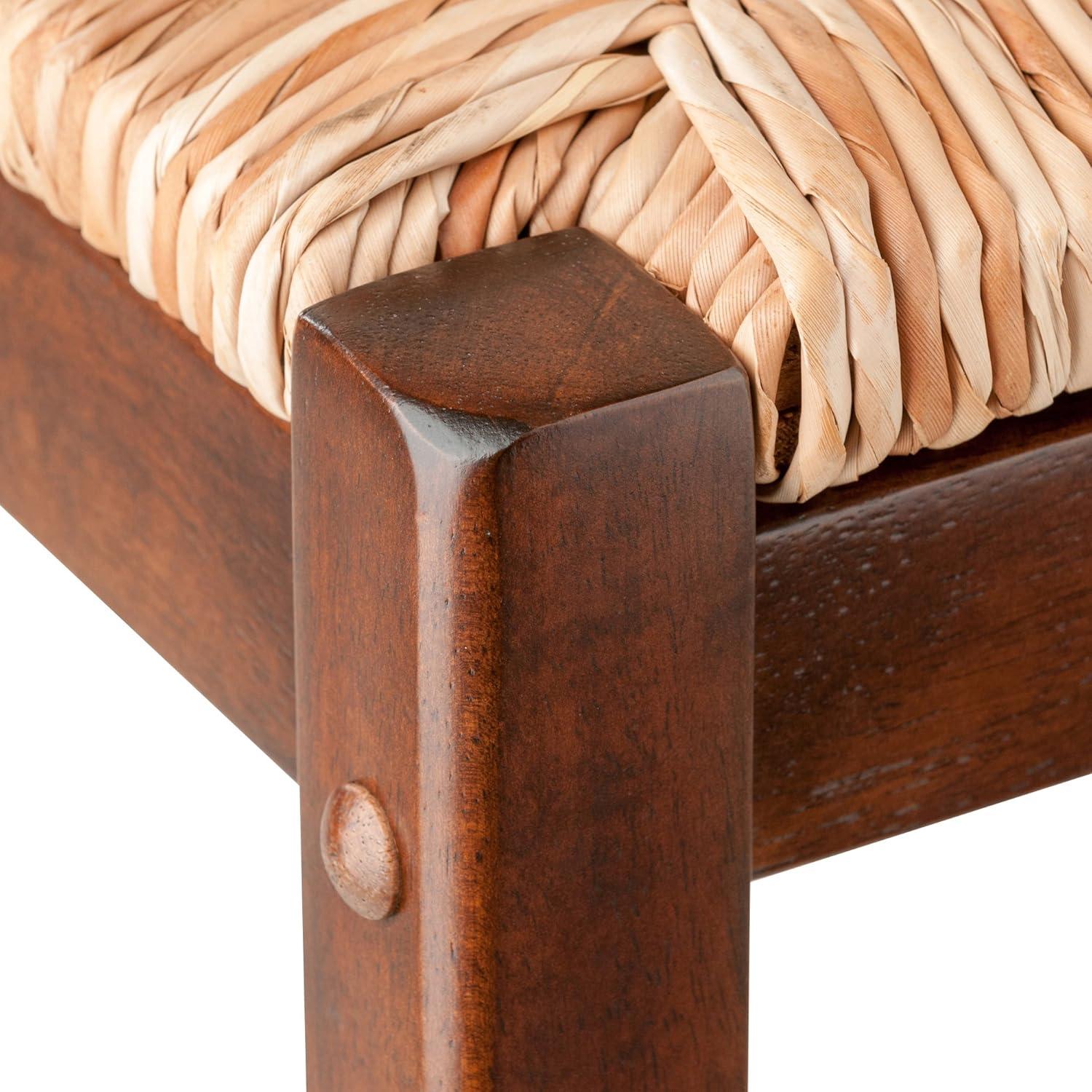2pc Kaden Set Barstool Rush Seat Walnut - Winsome: Woven Square, Wooden Frame, Fixed Height