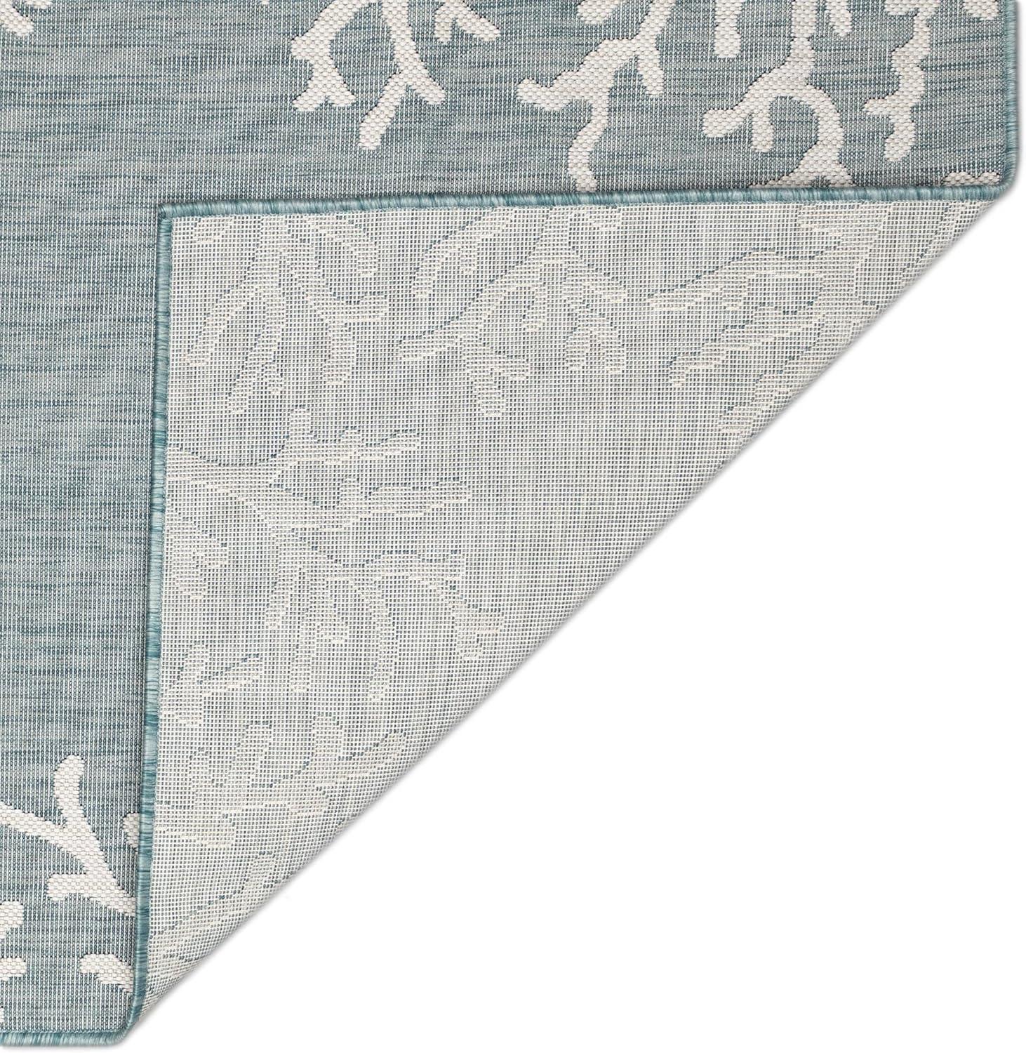 Liora Manne Carmel Coral Border Indoor/Outdoor Rug Aqua 3'3" x 4'11"