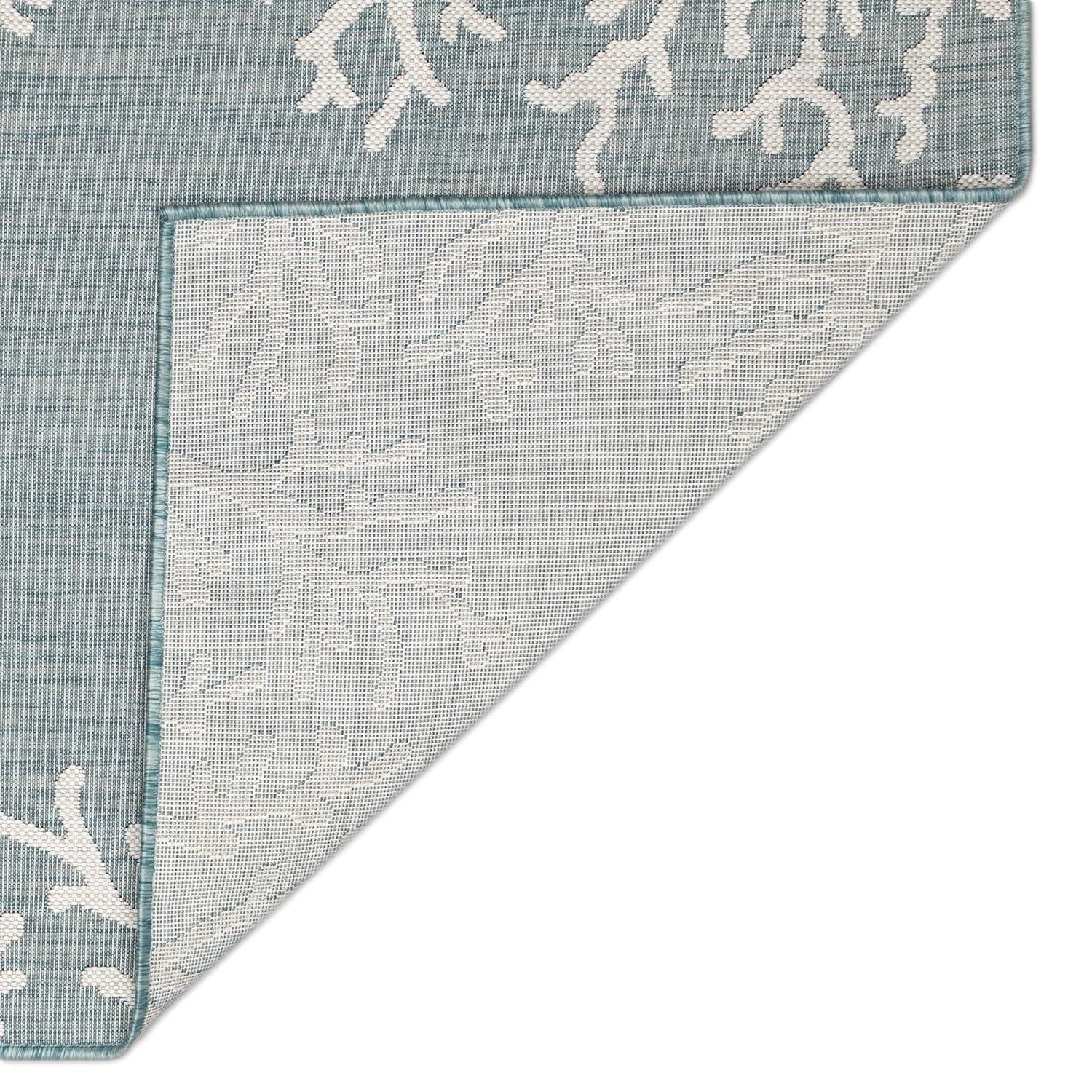 Liora Manne Carmel Coral Border Indoor/Outdoor Rug Aqua 3'3" x 4'11"