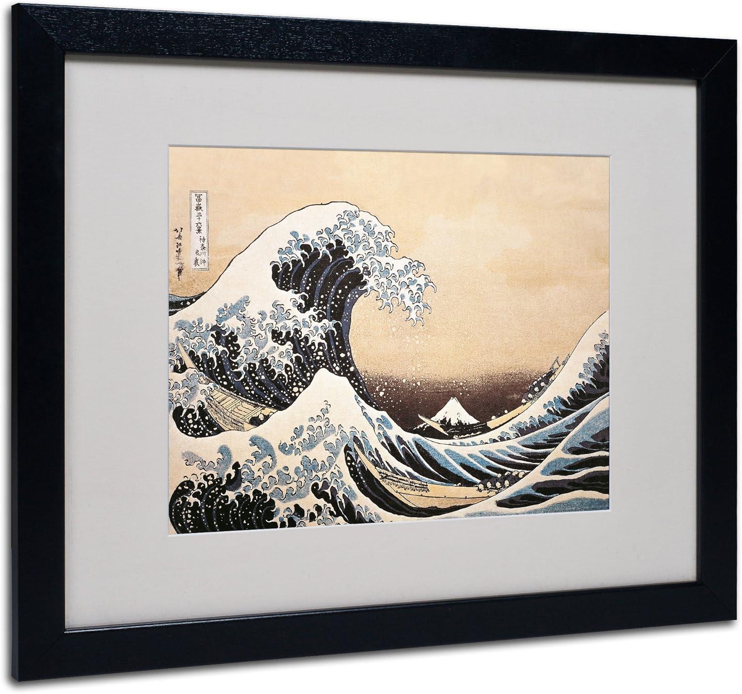 Trademark Fine Art -Katsushika Hokusai 'The Great Wave' Matted Framed Art