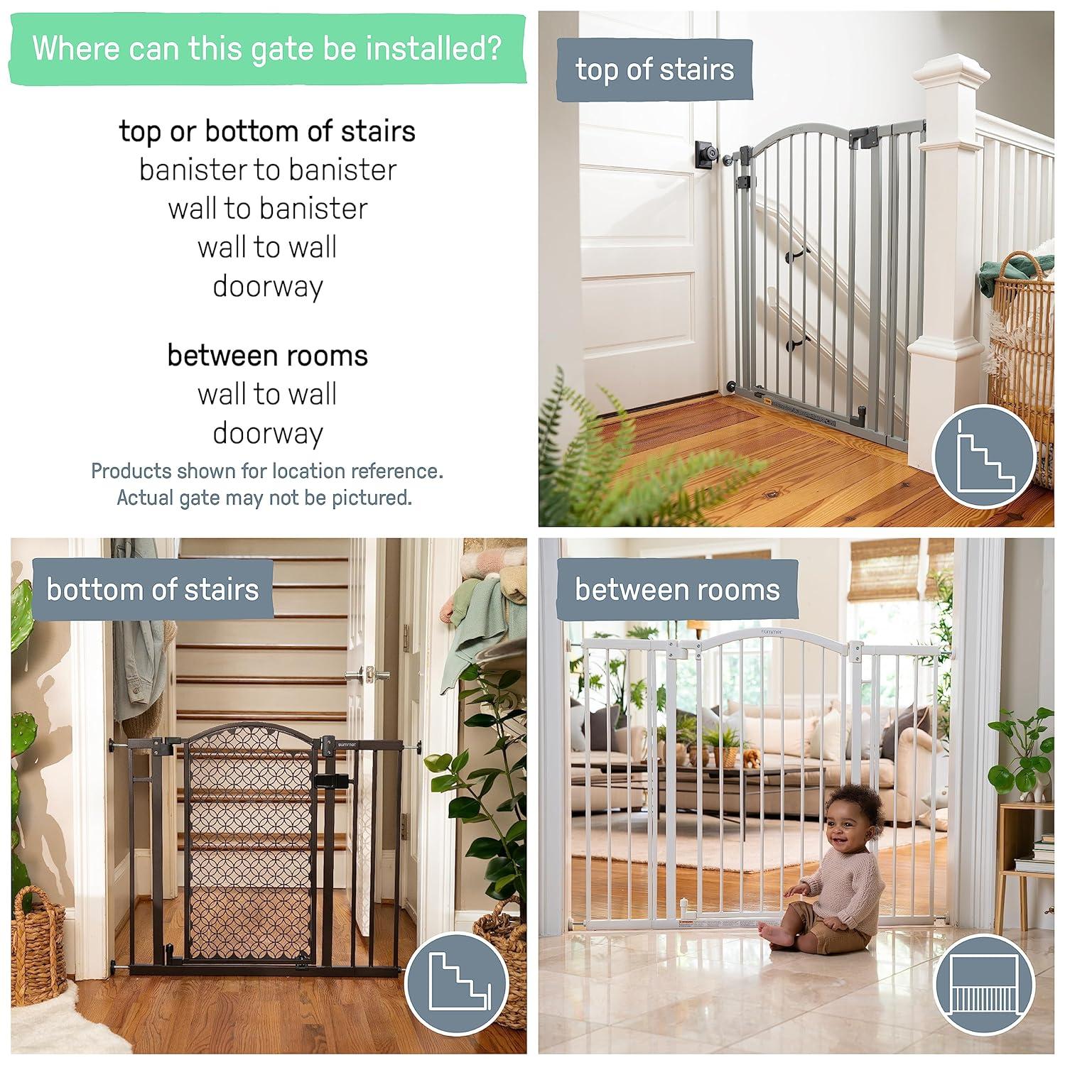 Extra Wide Honey Oak and Metal Safety Gate with Auto-Close