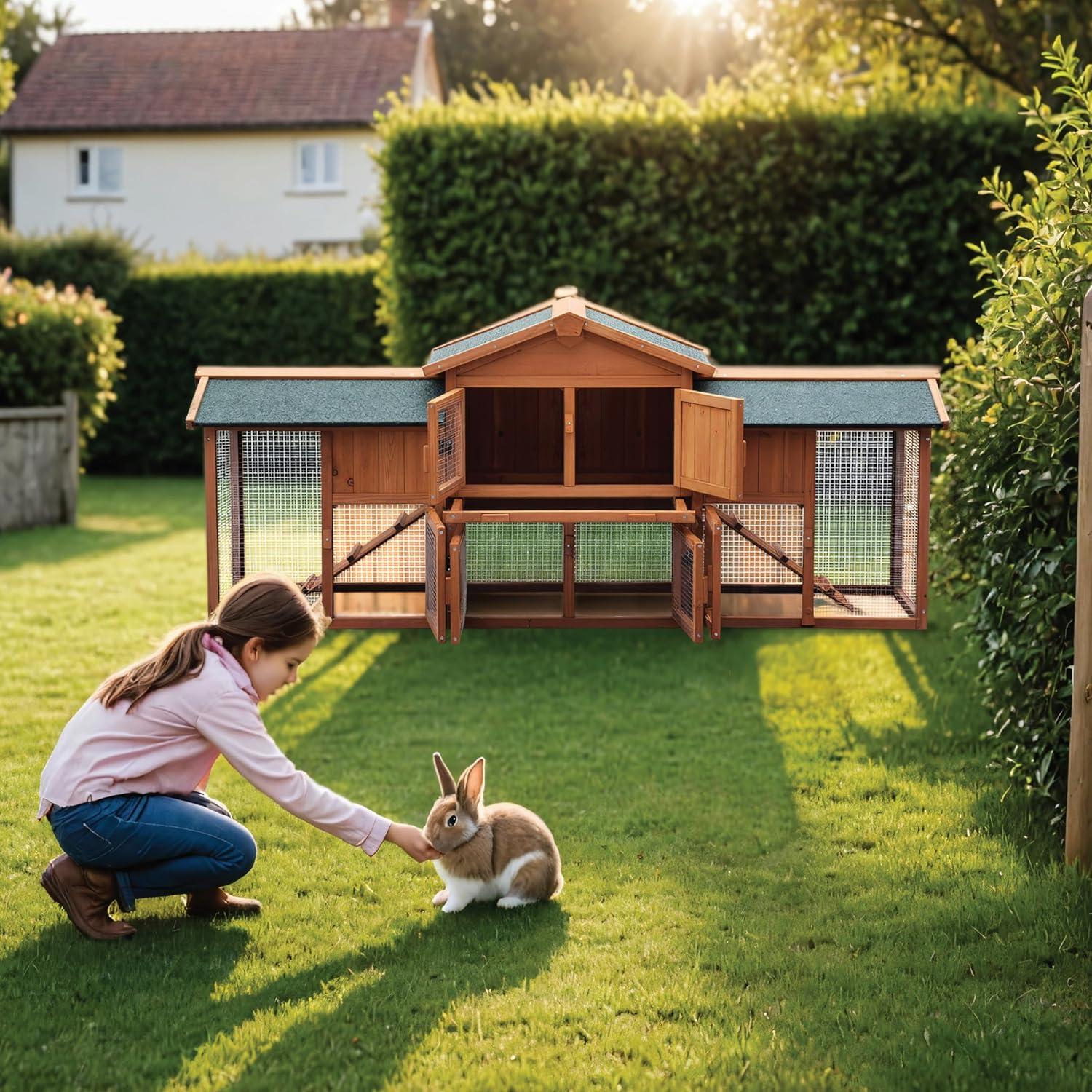 Hanover Outdoor Wooden Bird Cage with 3 Resting Bars, Ladder, Waterproof Roof and Removable Tray, 2.9 Ft. x 2.1 Ft. x 5.8 Ft.