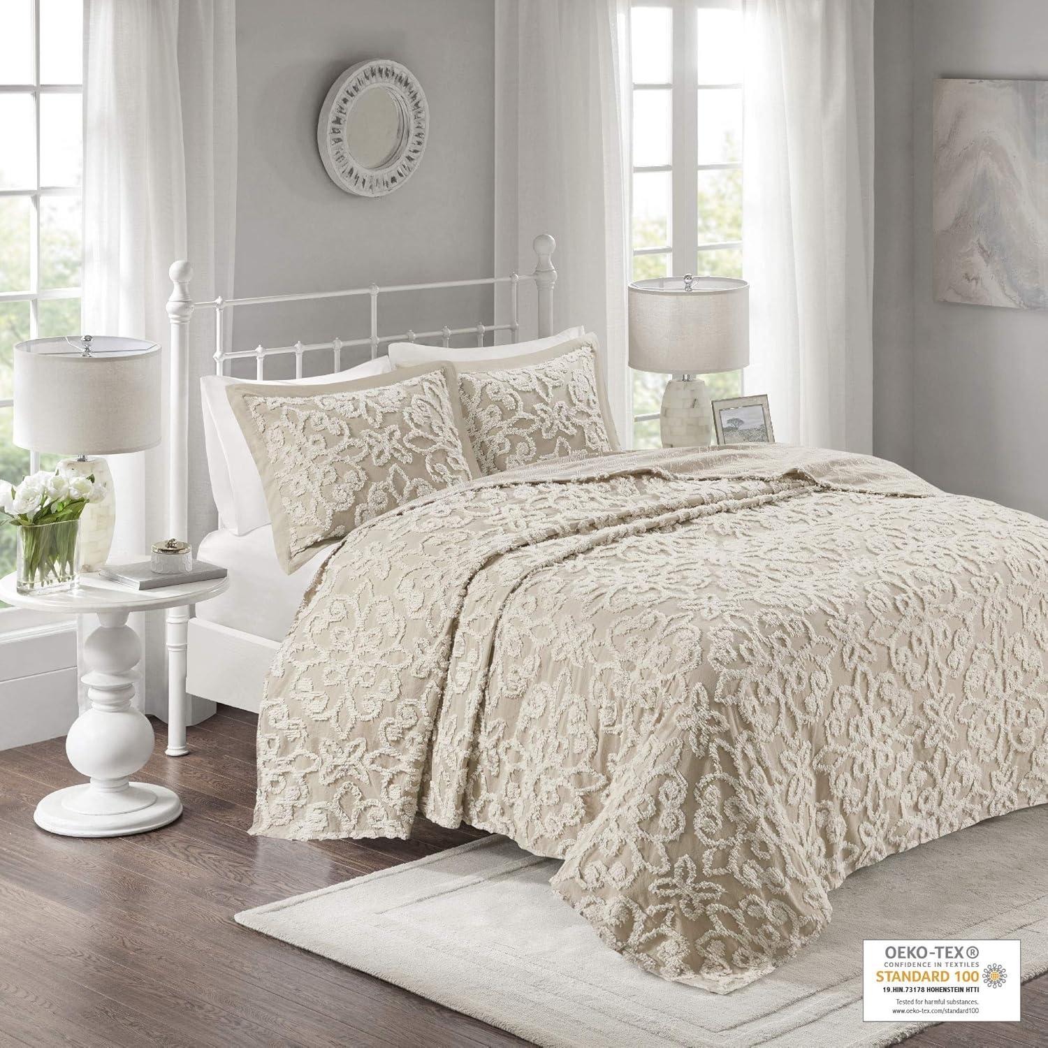 Kelly Clarkson Home Emberly Tufted 100% Cotton Sateen Coverlet Set in Farmhouse Style