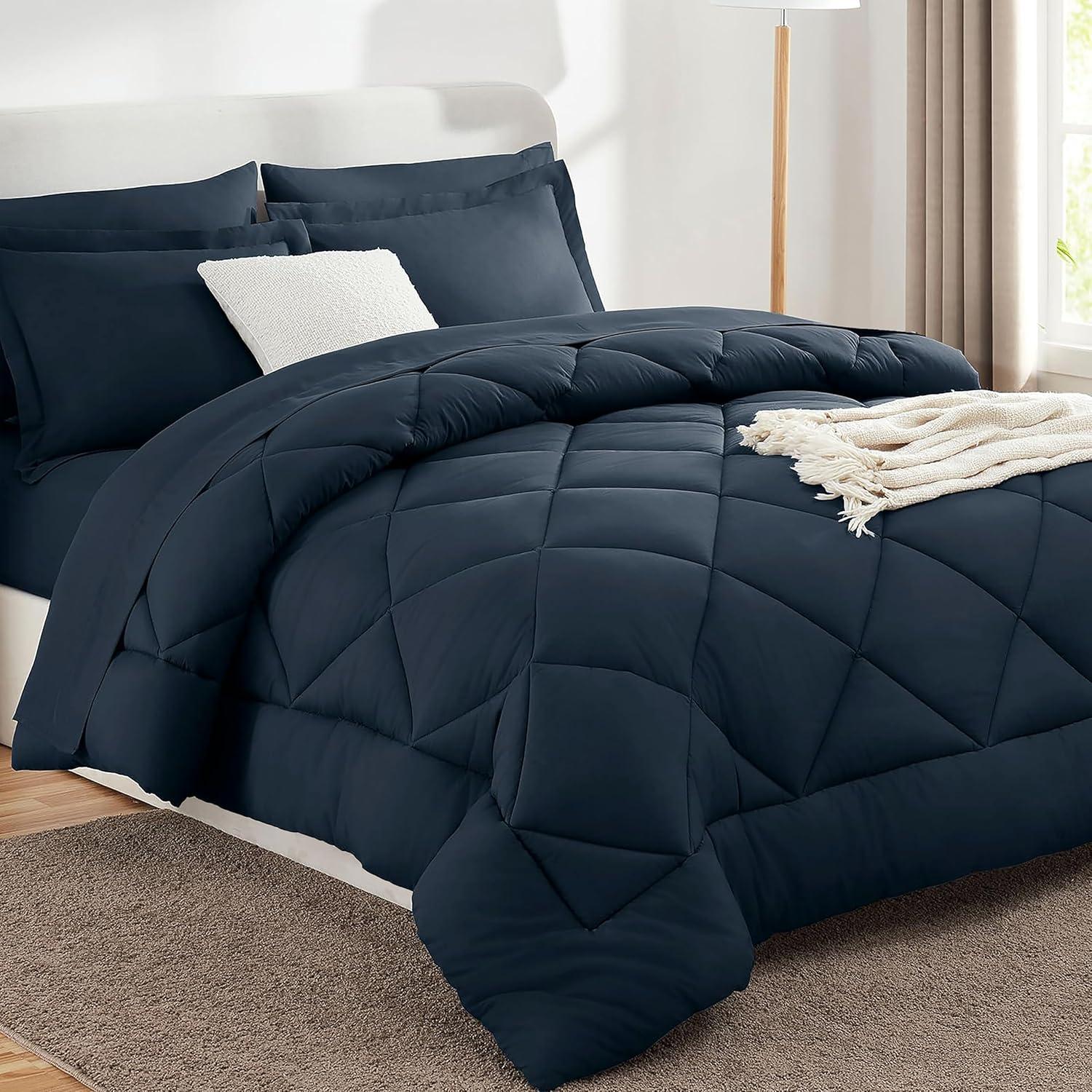 Sweet Home Collection All Season Bed-in-A-Bag 5pc/7pc Solid Color Comforter & Sheet Set Ultra Soft Bedding by Sweet Home Collection