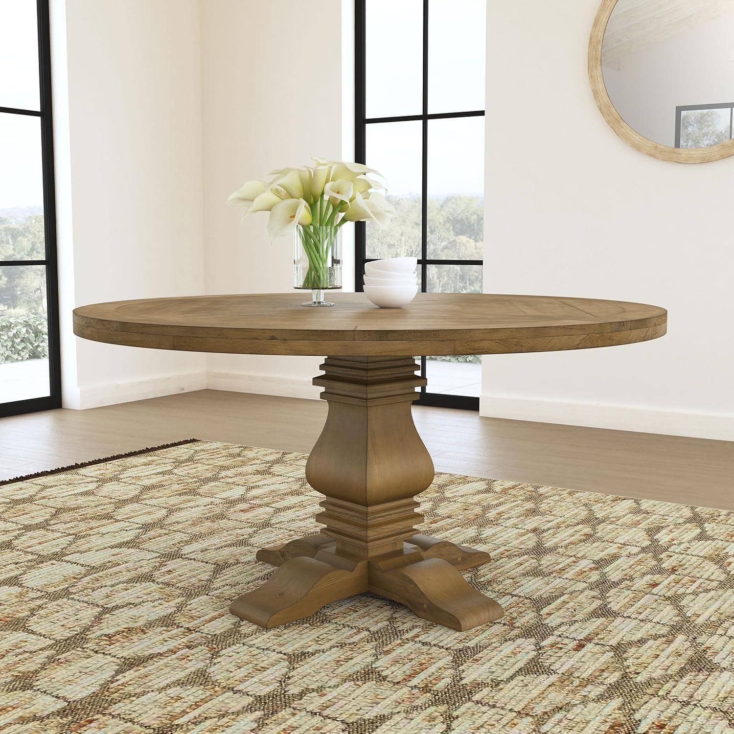 Ophelia & Co. Morriston Pine Round Solid Wood Dining Table