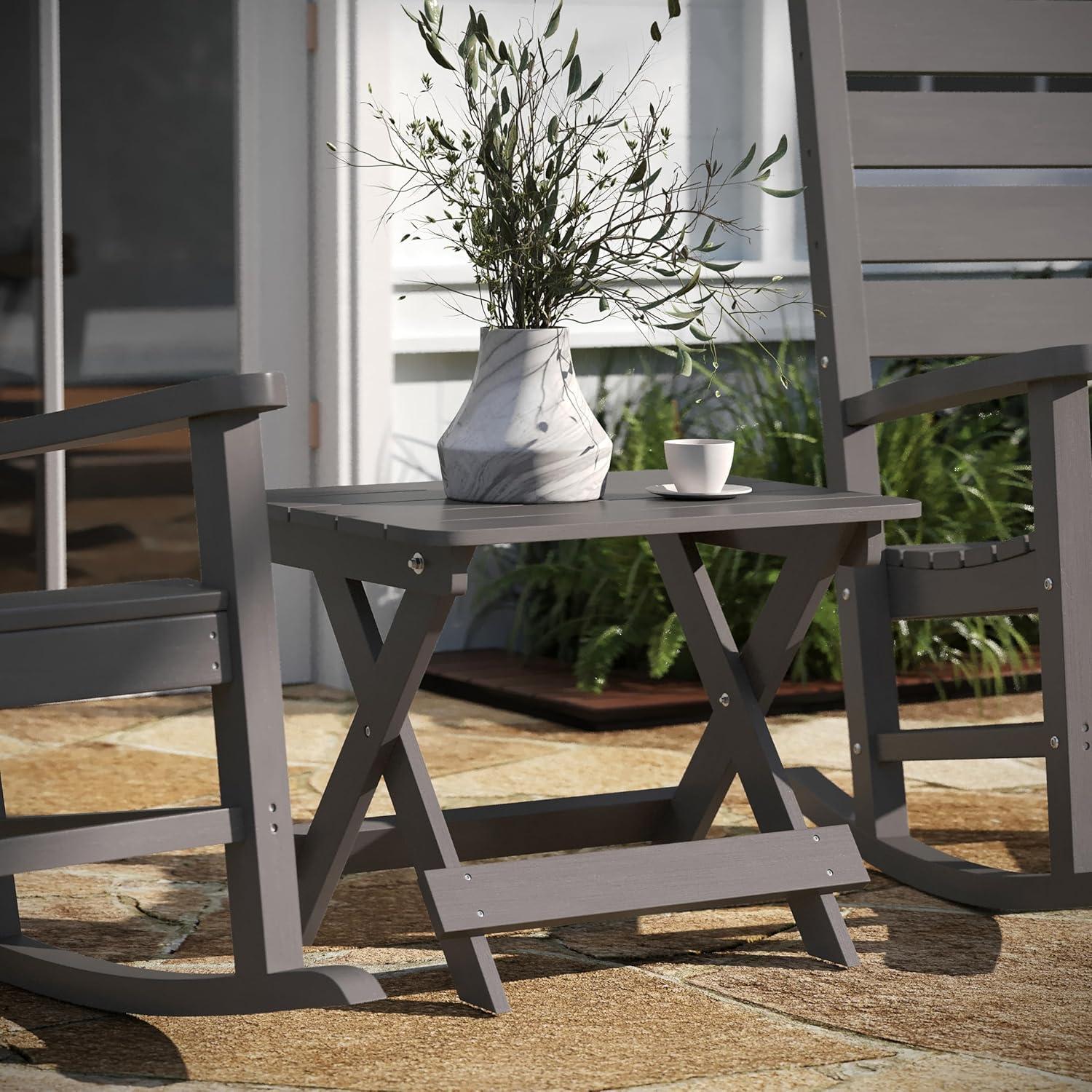 Gray HDPE Folding Adirondack Outdoor Side Table