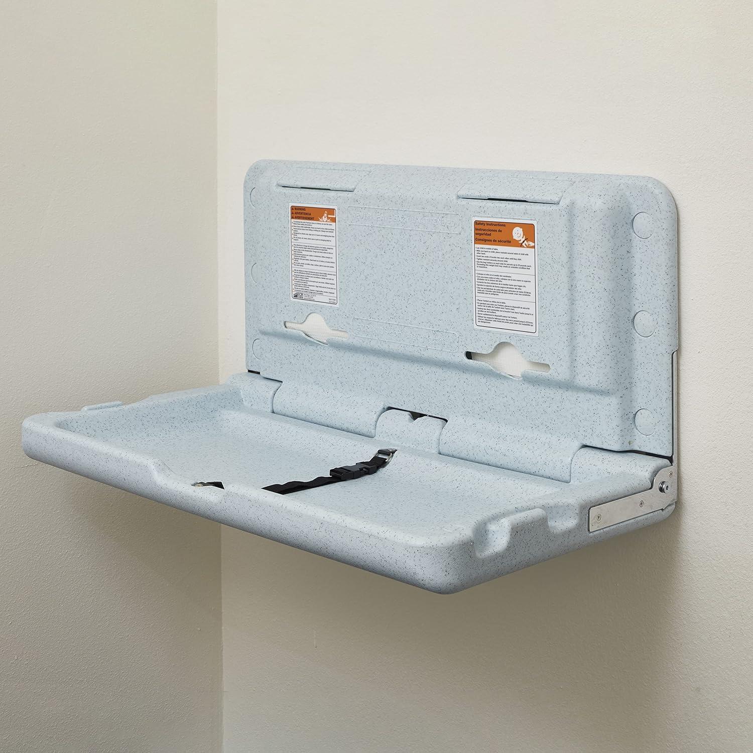 ECR4Kids Horizontal Wall-Mounted Baby Changing Station, Blue/Grey Speckled