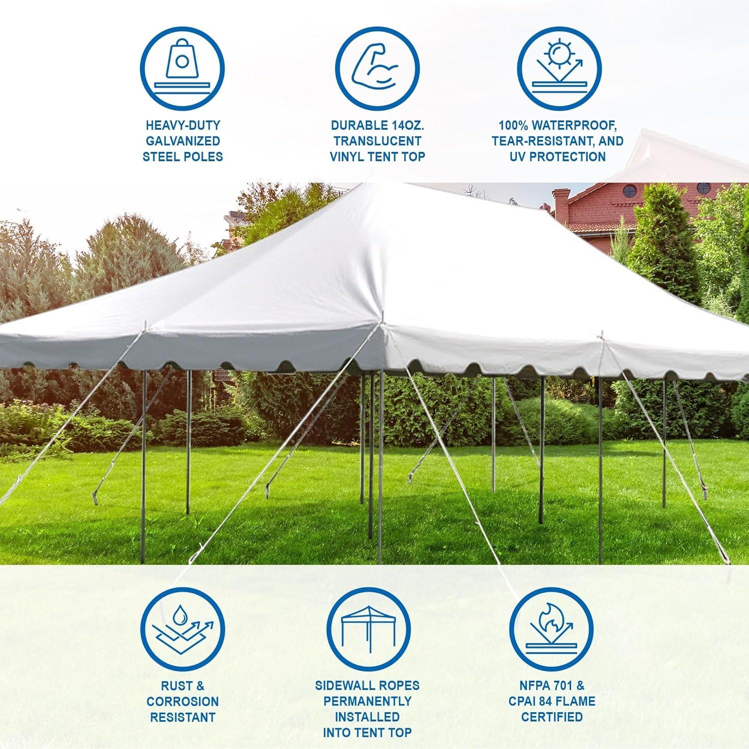 Party Tents Direct 20' x 20' Weekender Pole Party Tent with Sidewalls, Red