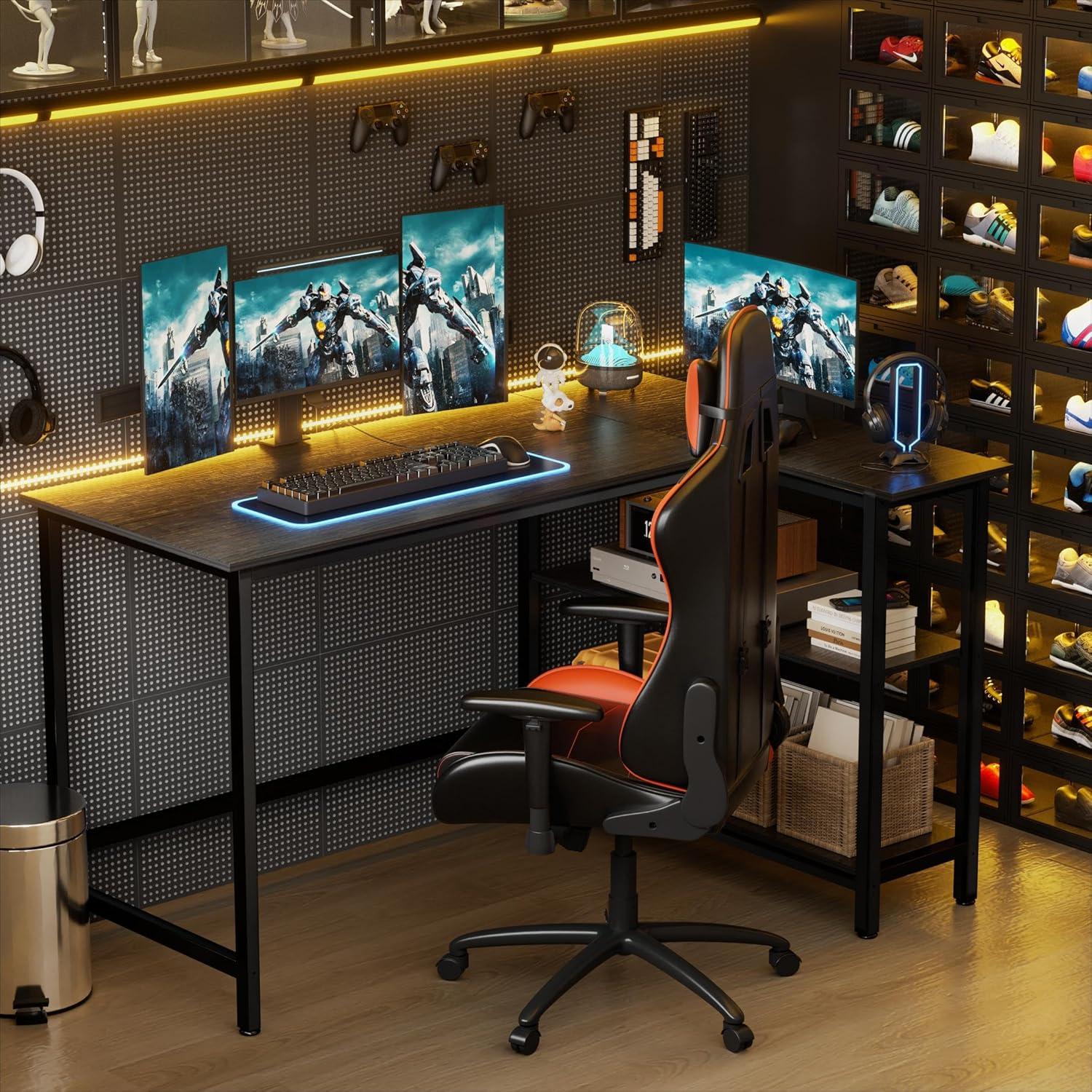 WOODYNLUX L Shaped Desk - 39" Home Office Computer Desk with Shelf, Gaming Desk Corner Table for Work, Writing and Study, Space-Saving, Black