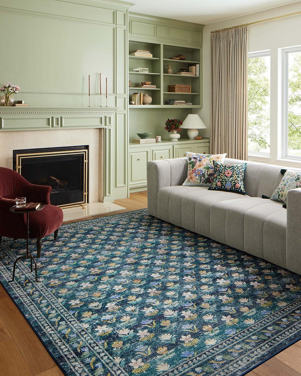 Rifle Paper Co. x Loloi Courtyard Emerald Area Rug feat. CloudPile