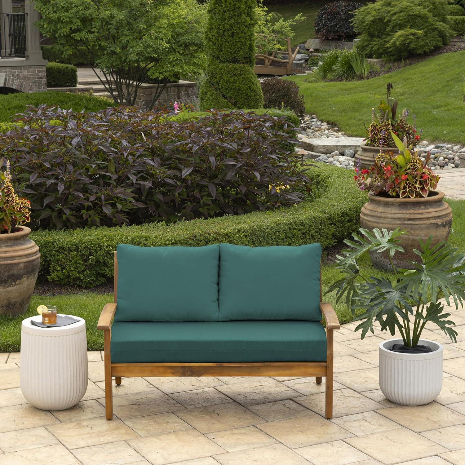 Peacock Blue Green Outdoor Loveseat Cushion Set