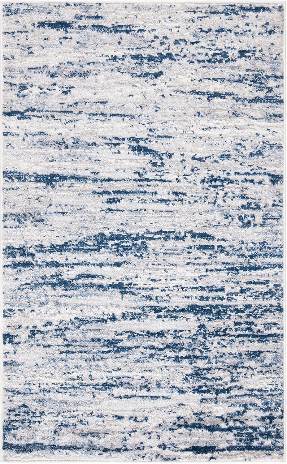 Amelia 700 ALA768 Machine Made Loomed Accent Rug - Grey/Navy - 3' X 5' - Safavieh