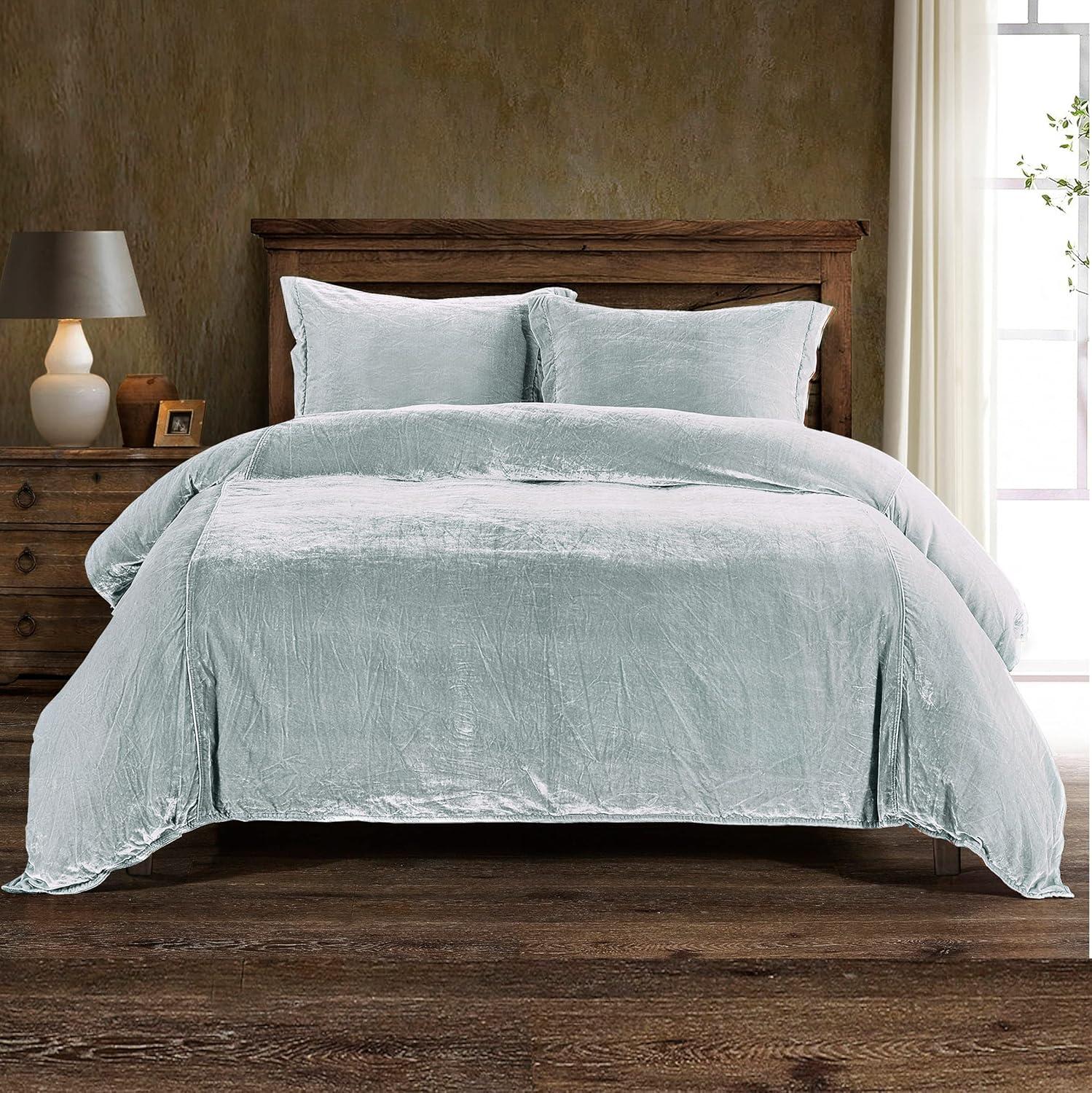 Stella Faux Silk Velvet Classic Chic Modern Rustic Romantic Western Duvet Cover Set