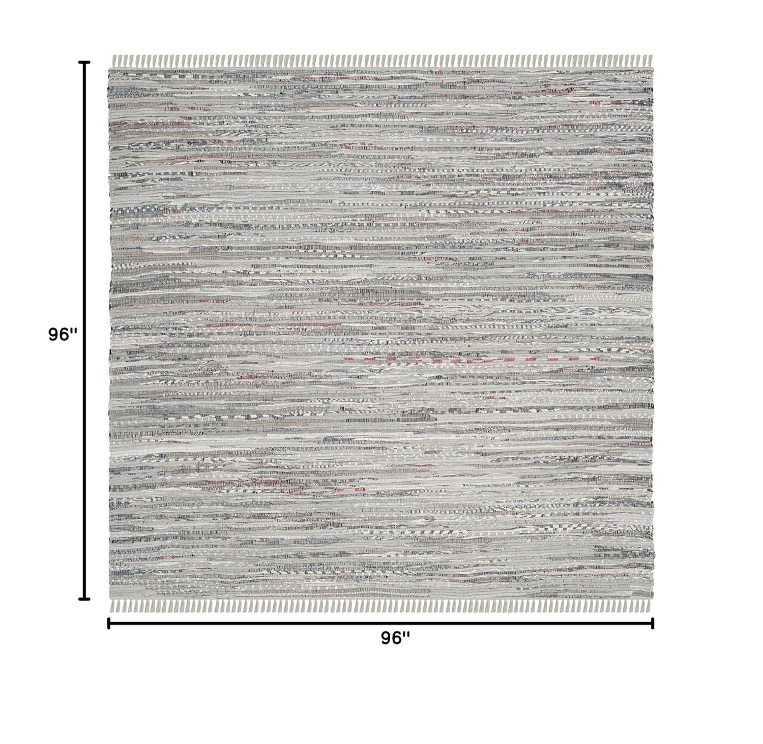 Rag Rug RAR121 Hand Woven Indoor Area Rug - 8'x8' - Grey - Safavieh