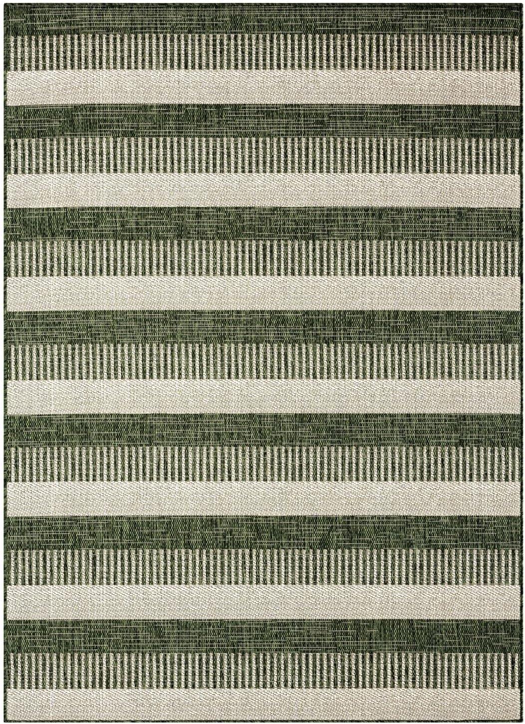 Nicole Miller Striped Light Green/Ivory Indoor / Outdoor Area Rug