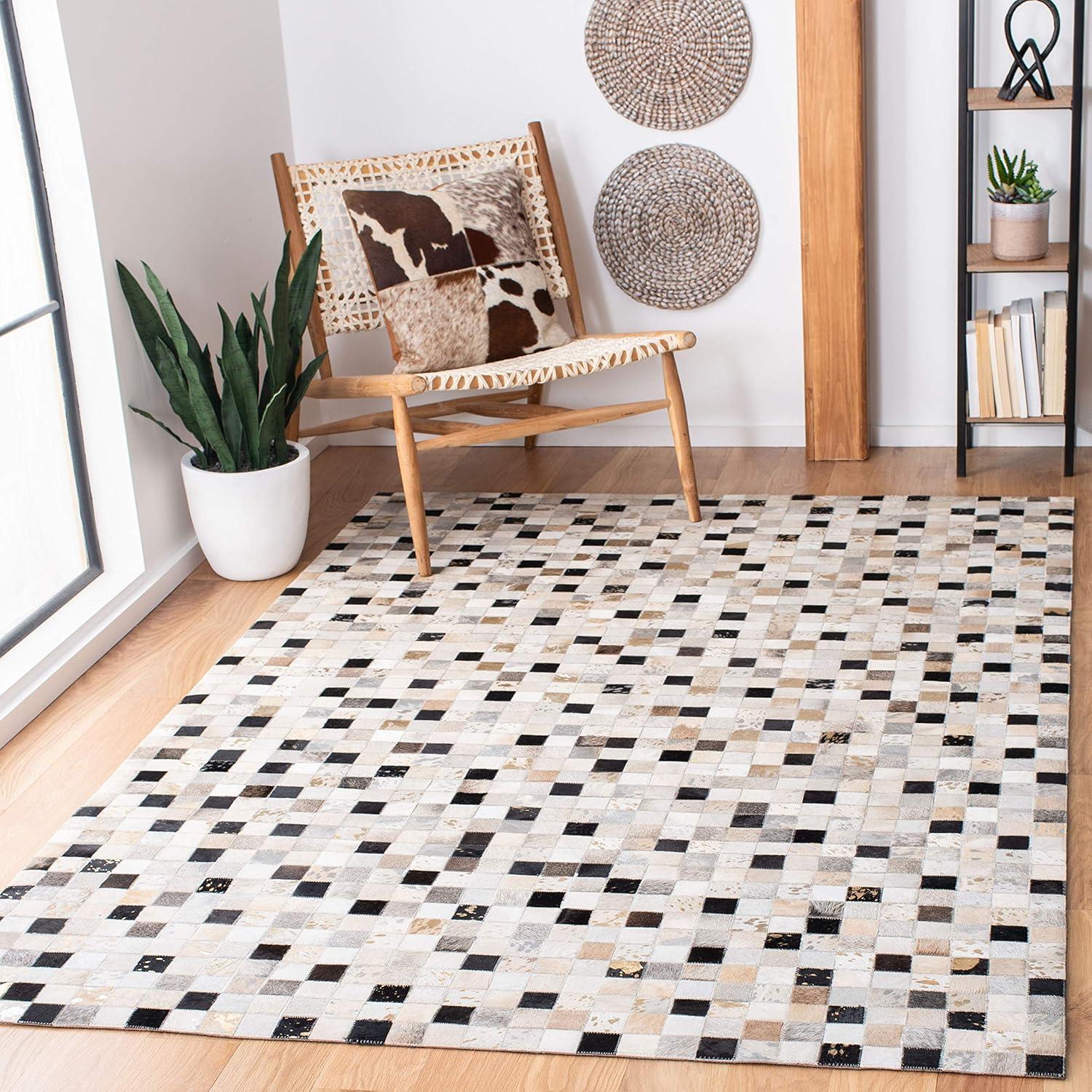 Studio Leather STL810 Hand Woven Area Rug - Ivory/Black - 5'x8' - Safavieh.