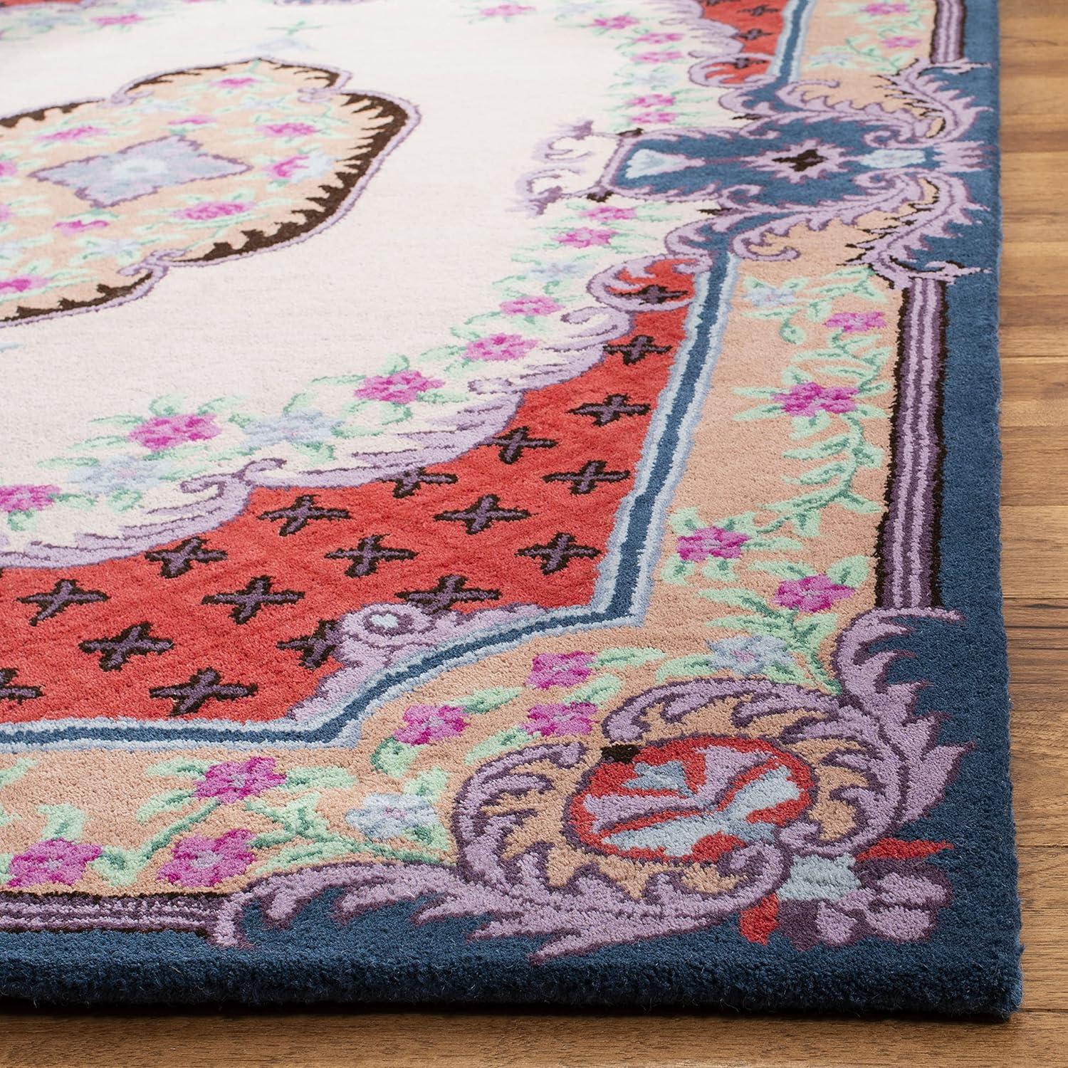 SAFAVIEH Bellagio Chandler Floral Wool Runner Rug, Ivory/Pink, 2'3" x 11'