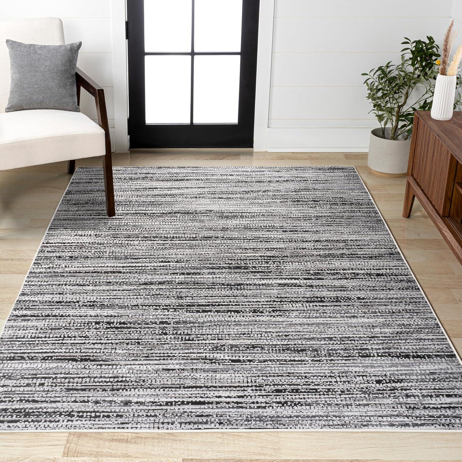 JONATHAN Y Loom Modern Strie'  Black/Gray 8 ft. x 10 ft. Area Rug