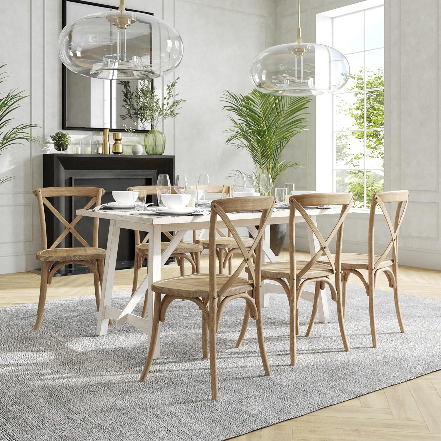 Flash Furniture 2-pack Advantage Medium Natural With White Grain X-Back Chair