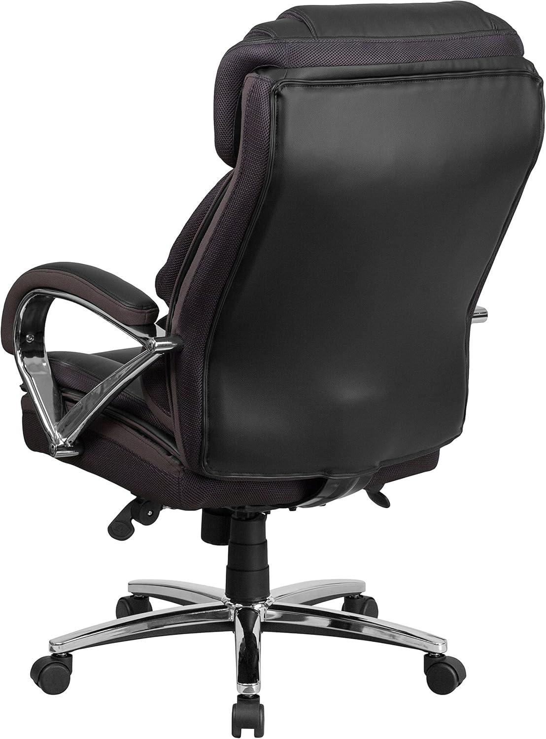 Flash Furniture HERCULES Series Big & Tall 500 lb. Rated Black LeatherSoft Executive Swivel Ergonomic Office Chair with Chrome Base and Arms