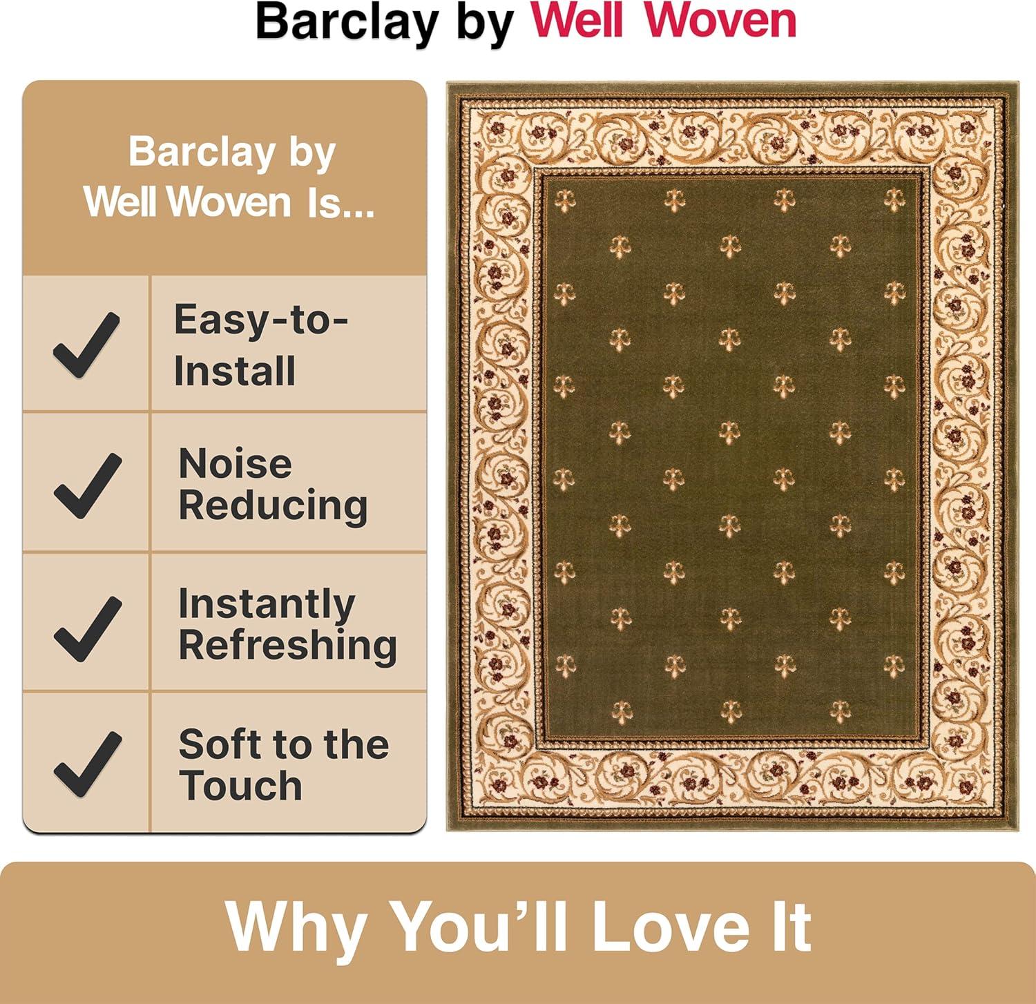 Well Woven Barclay Collection Fleur de Lis Light Blue 7'10" x 9'10" Area Rug - for Living Room, Bedroom, and Dining Room