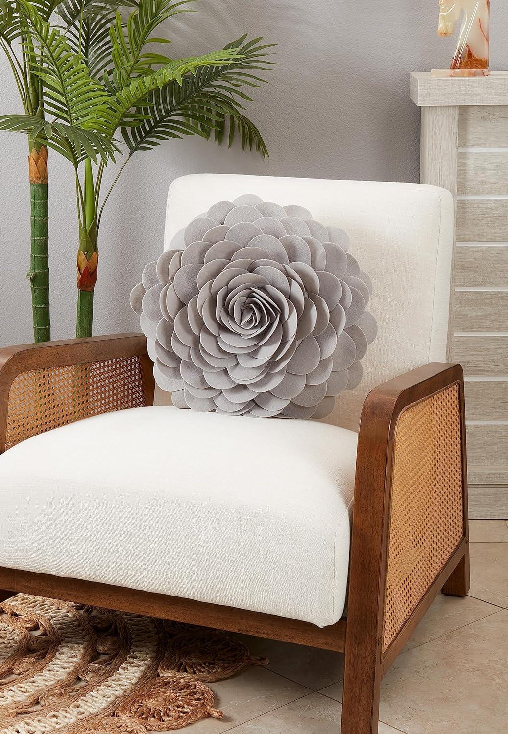 Saro Felt Collection Appliqued Felt Throw Pillow