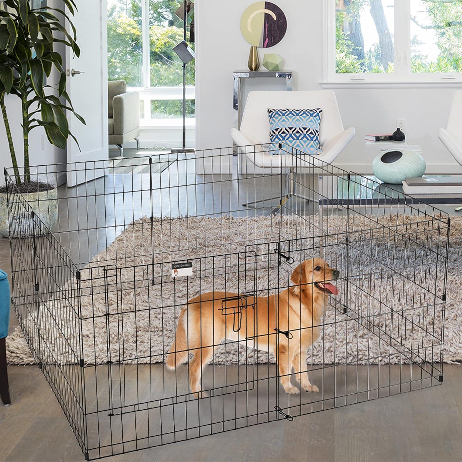 Puppy Playpen - Foldable Metal Exercise Enclosure with Eight 24-Inch Panels - Indoor/Outdoor Fence for Dogs, Cats, or Small Animals by PETMAKER