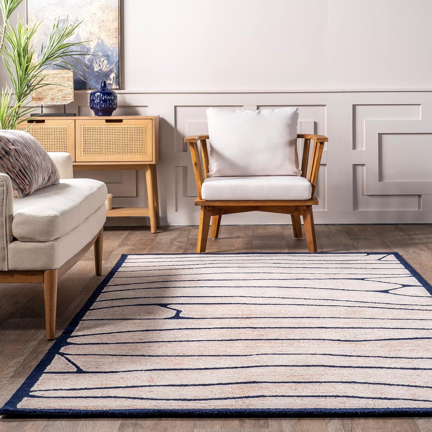 Nuloom Addie Abstract 5x8 Wool Indoor Area Rug for Living Room Bedroom Dining Room Kitchen, Ivory