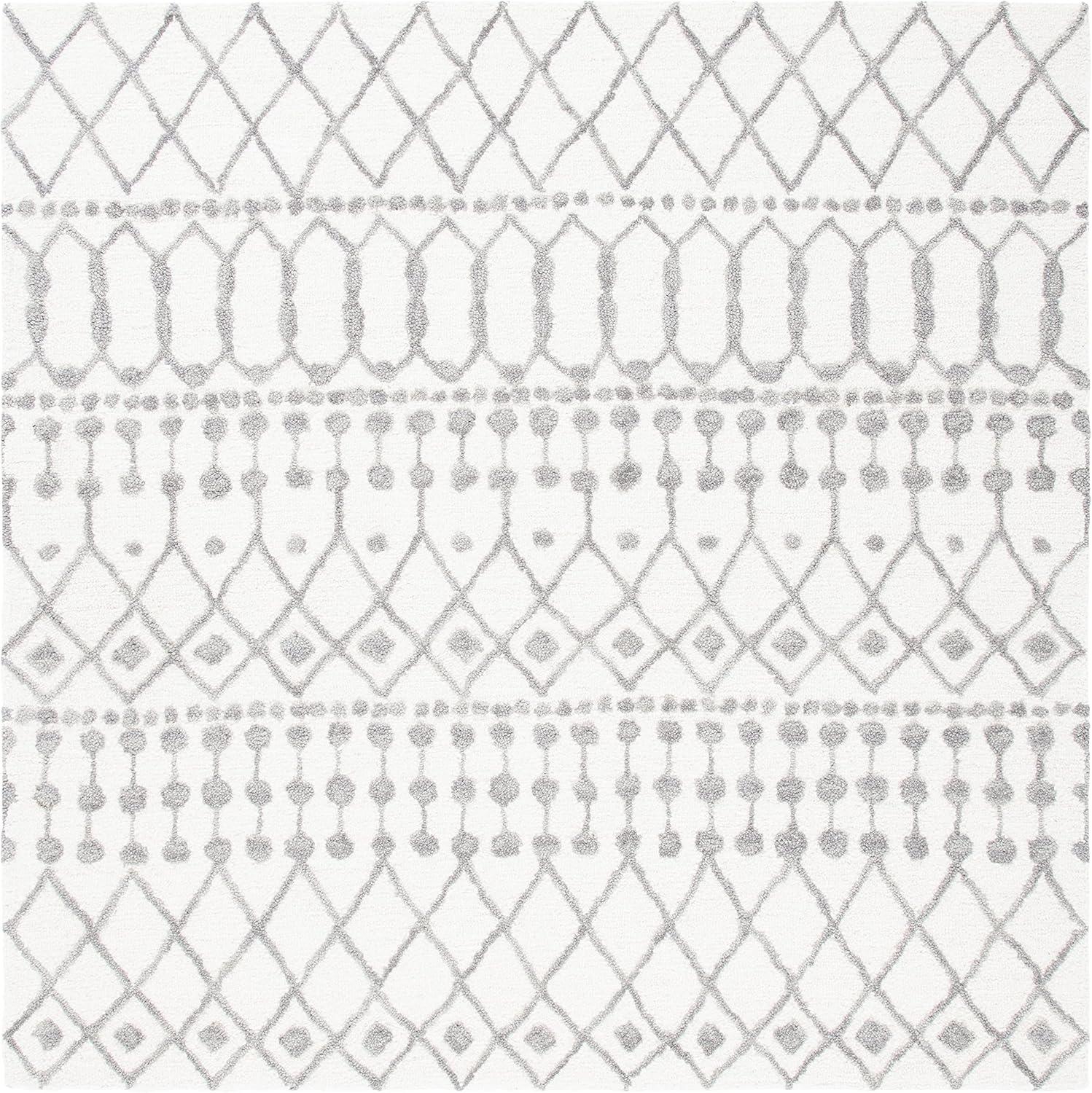 Blossom BLM115 Hand Tufted Area Rug - Ivory/Grey - 6'x6' - Safavieh.