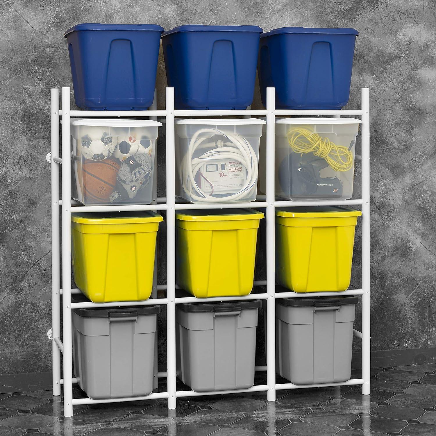 White Powder Coated Stackable 12-Shelf Storage Rack
