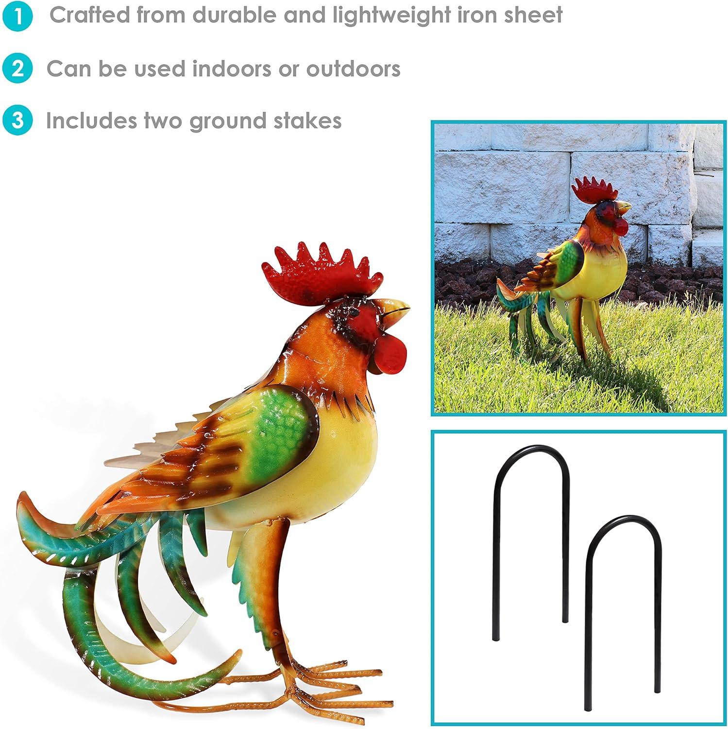 Romeo the Rooster 16" Multicolor Metal Outdoor Statue