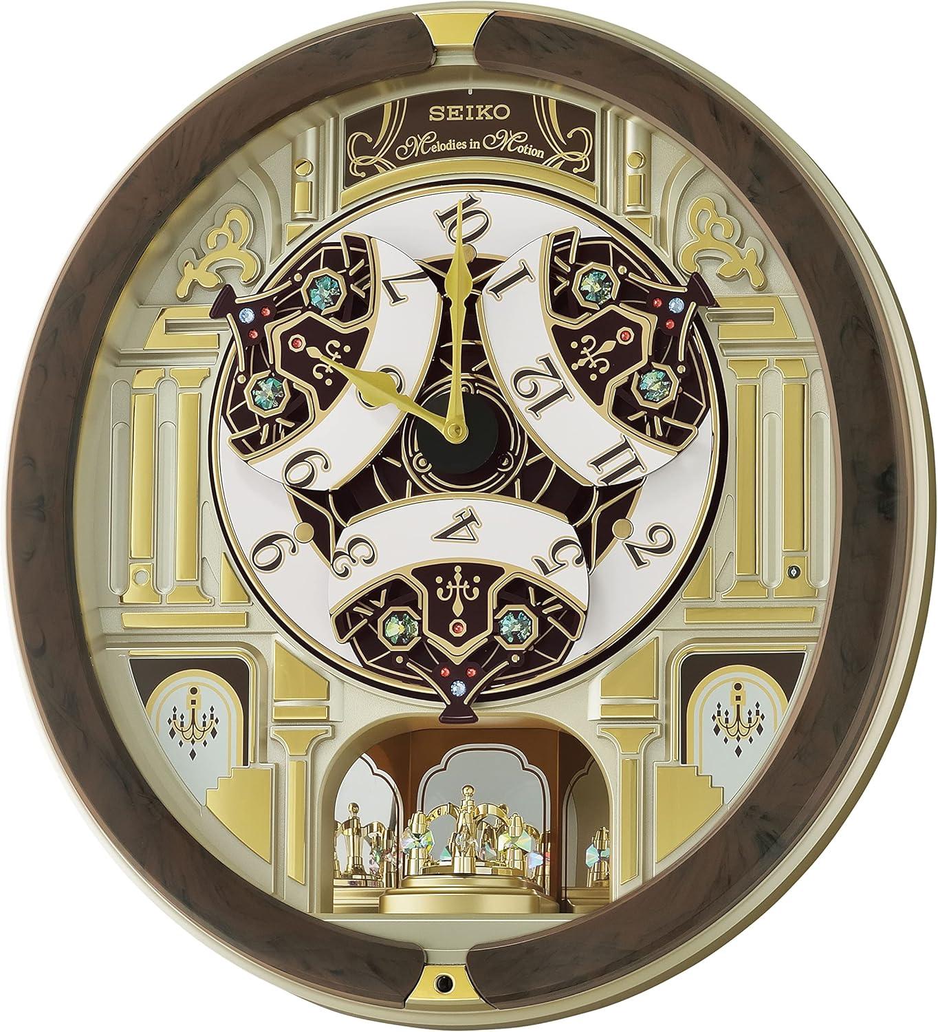 Seiko Melodies in Motion Wall Clock, Golden Chandelier
