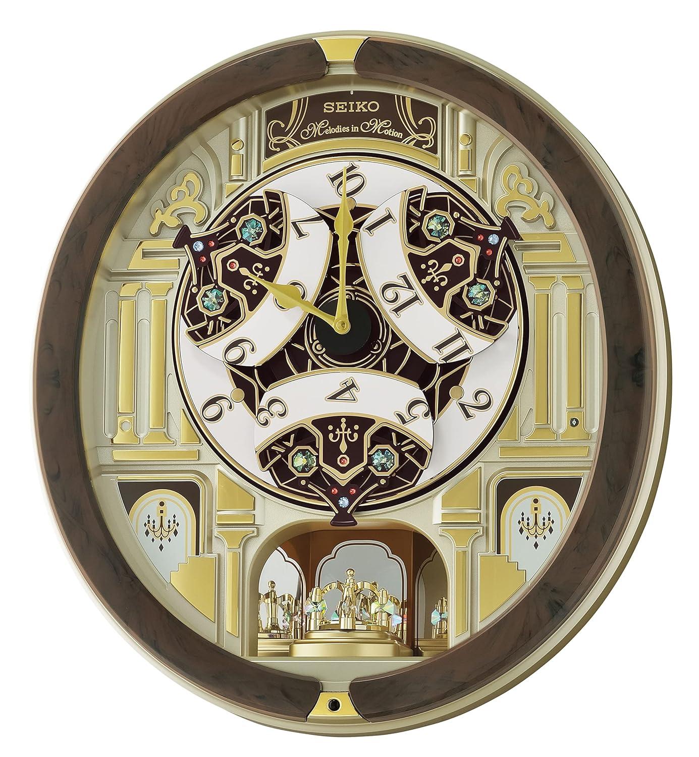 Seiko Melodies in Motion Wall Clock, Golden Chandelier